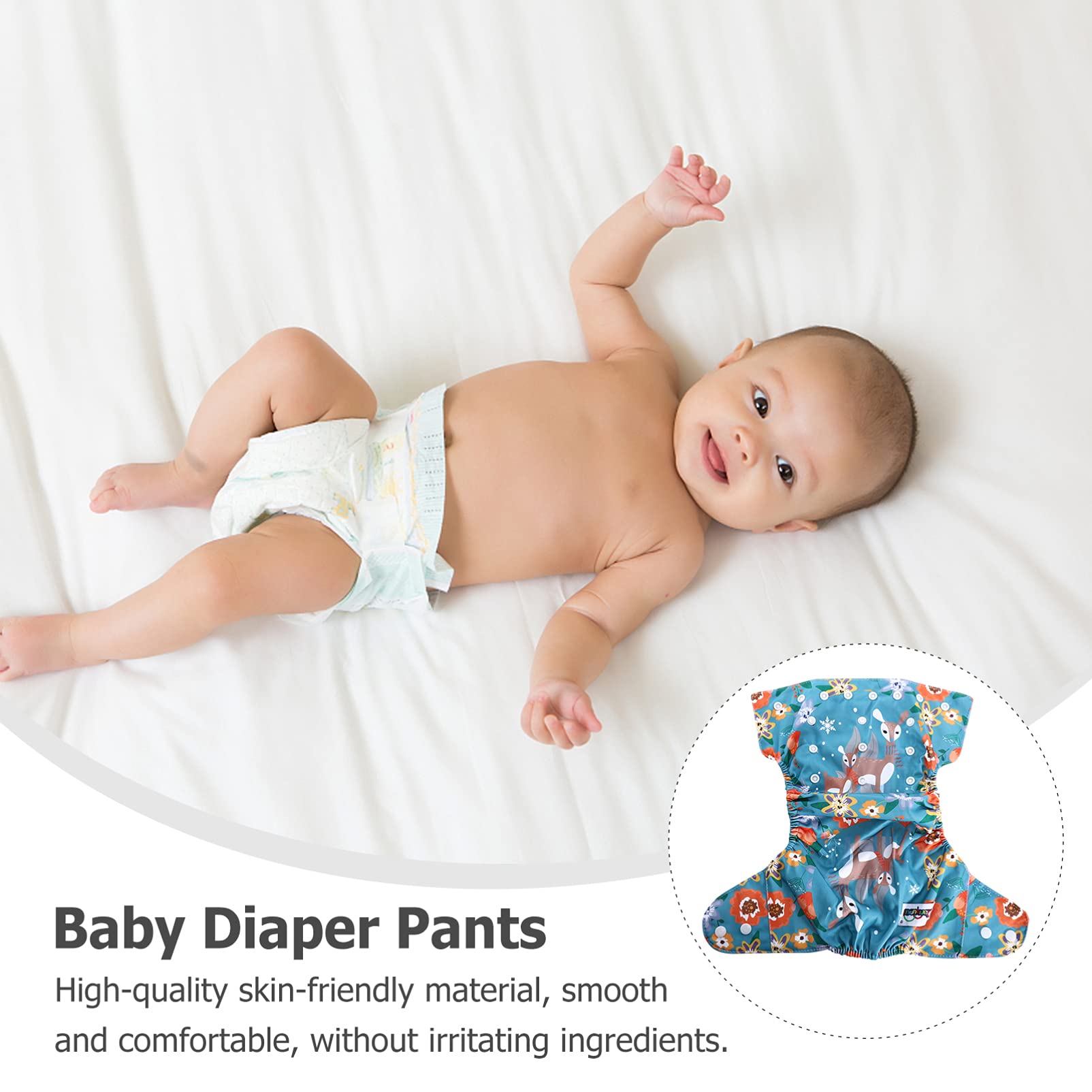 ifundom 7 Pcs Baby Cloth Diaper Pants - Soft Stretch Fabric with Snap Buttons & Cute Cartoon Design - Perfect for Newborns, Infants, Toddlers - Ideal for Home, Travel, and Daycare Use