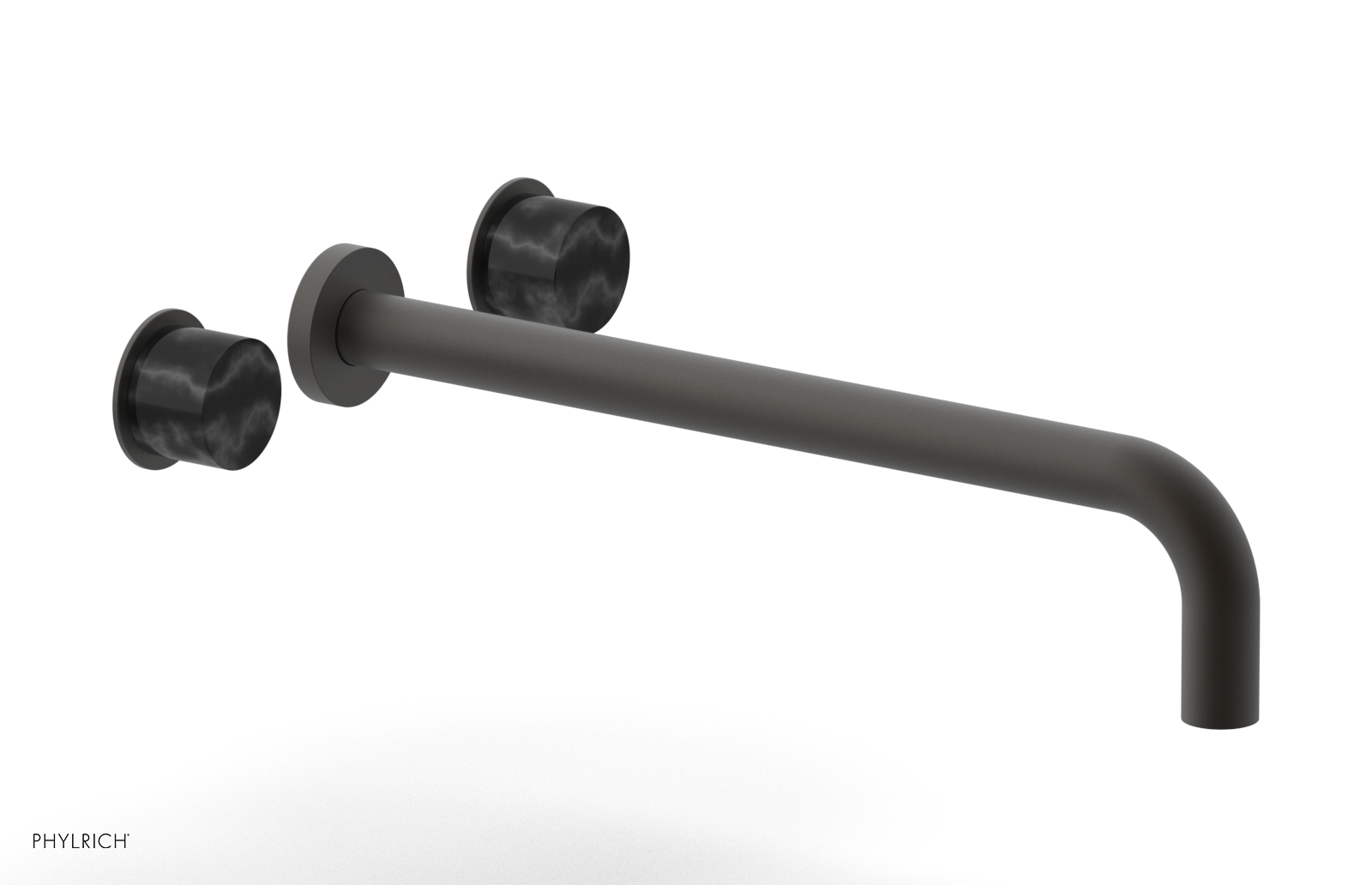 Premium II 14 Wall Mount Lavatory Set with Black Marble Handles - Modern Bathroom Sink Faucet for Vanity, Powder Room & Guest Bath - 230 13 14