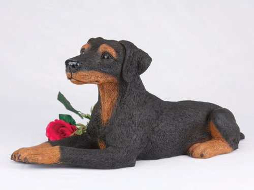 Black Doberman Pincher Pet Cremation Urn with Ears Down - Secure Memorial for Dog Ashes | Indoor & Outdoor Use - Perfect for Home Memorials, Pet Cemeteries & Special Remembrance Ceremonies