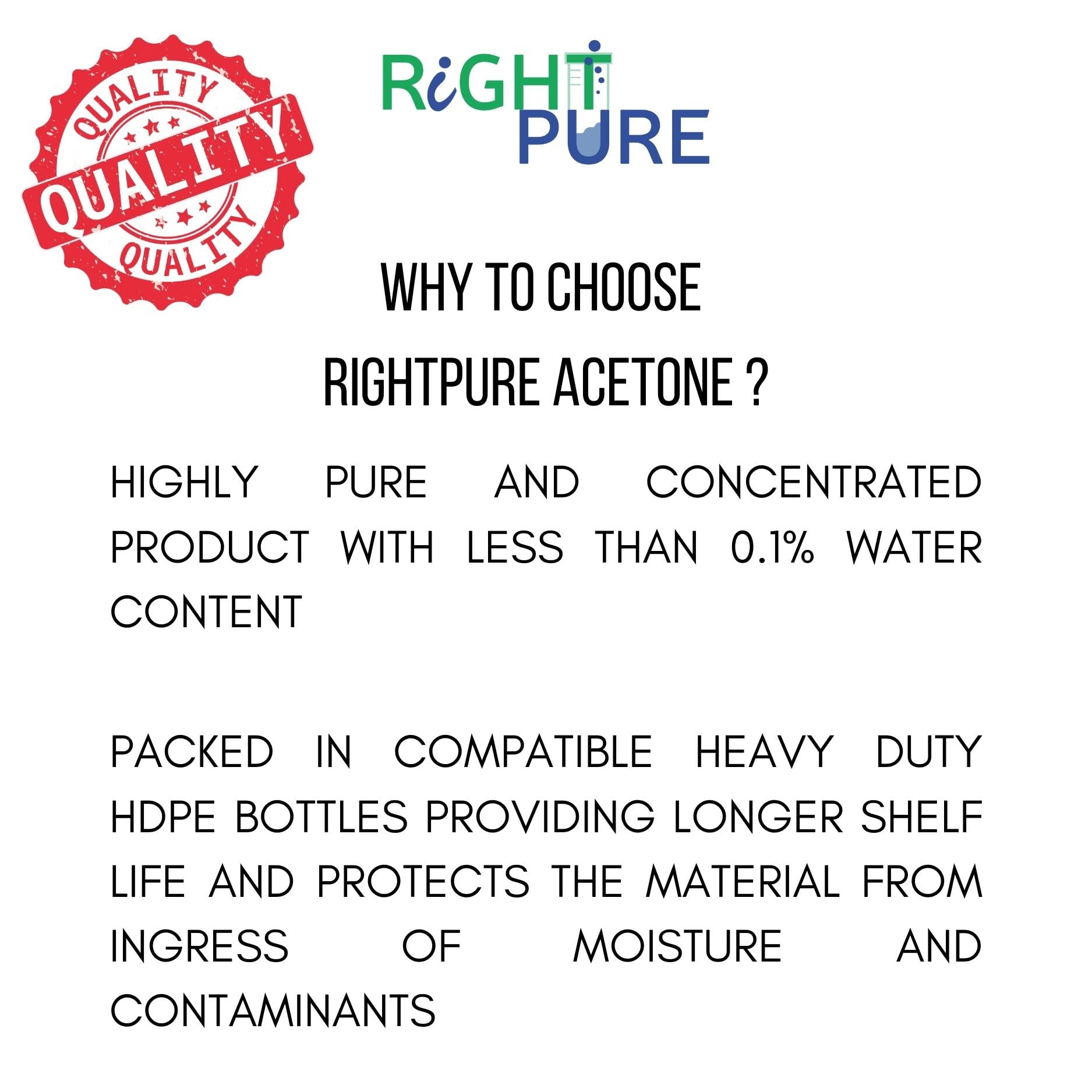 RIGHTPURE™ Acetone Laboratory Reagent - 250ml High Purity Solvent for Nail Polish Remover, Cleaning & DIY Projects - Perfect for Nail Salons, Labs & Home Use