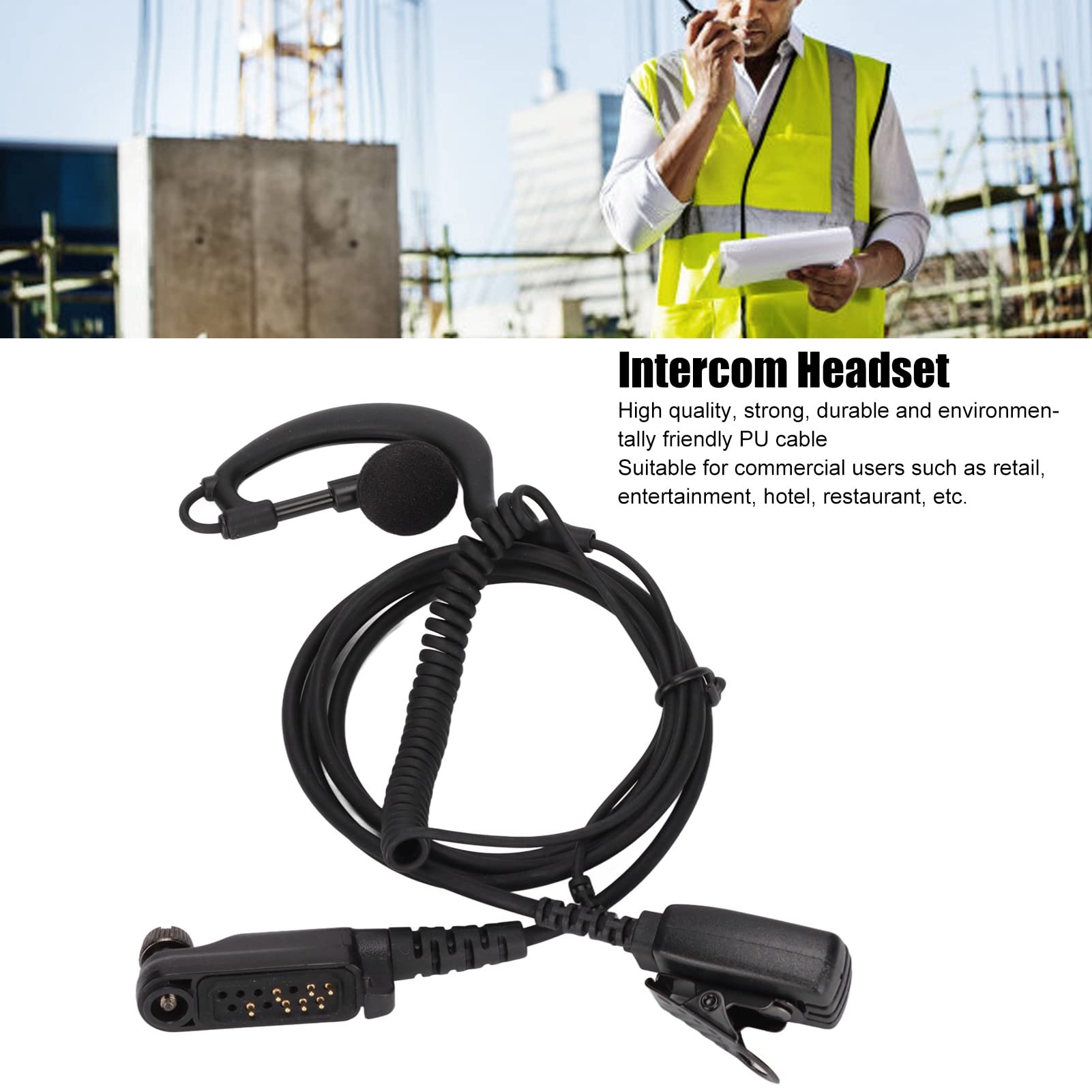Yunseity Acoustic Tube Earpiece Headset for Hytera PD600 PD602 PD605 PD662 PD665 PD680 PD682 PD685 X1e X1p - 2 Way Radio Walkie Talkie PTT Headset - Perfect for Security, Event Staff & Construction Communication