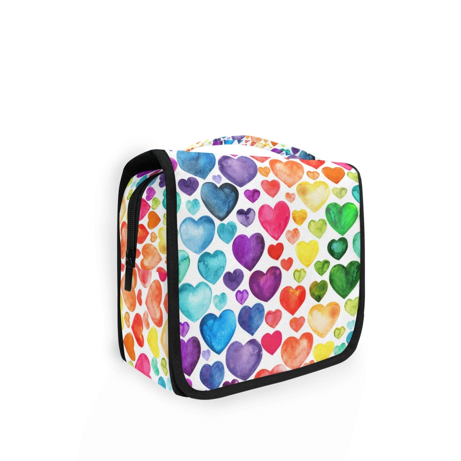 Rainbow Hearts Travel Toiletry Bag - Large Cosmetic Organizer for Men & Women | Perfect for Vacation & Gym