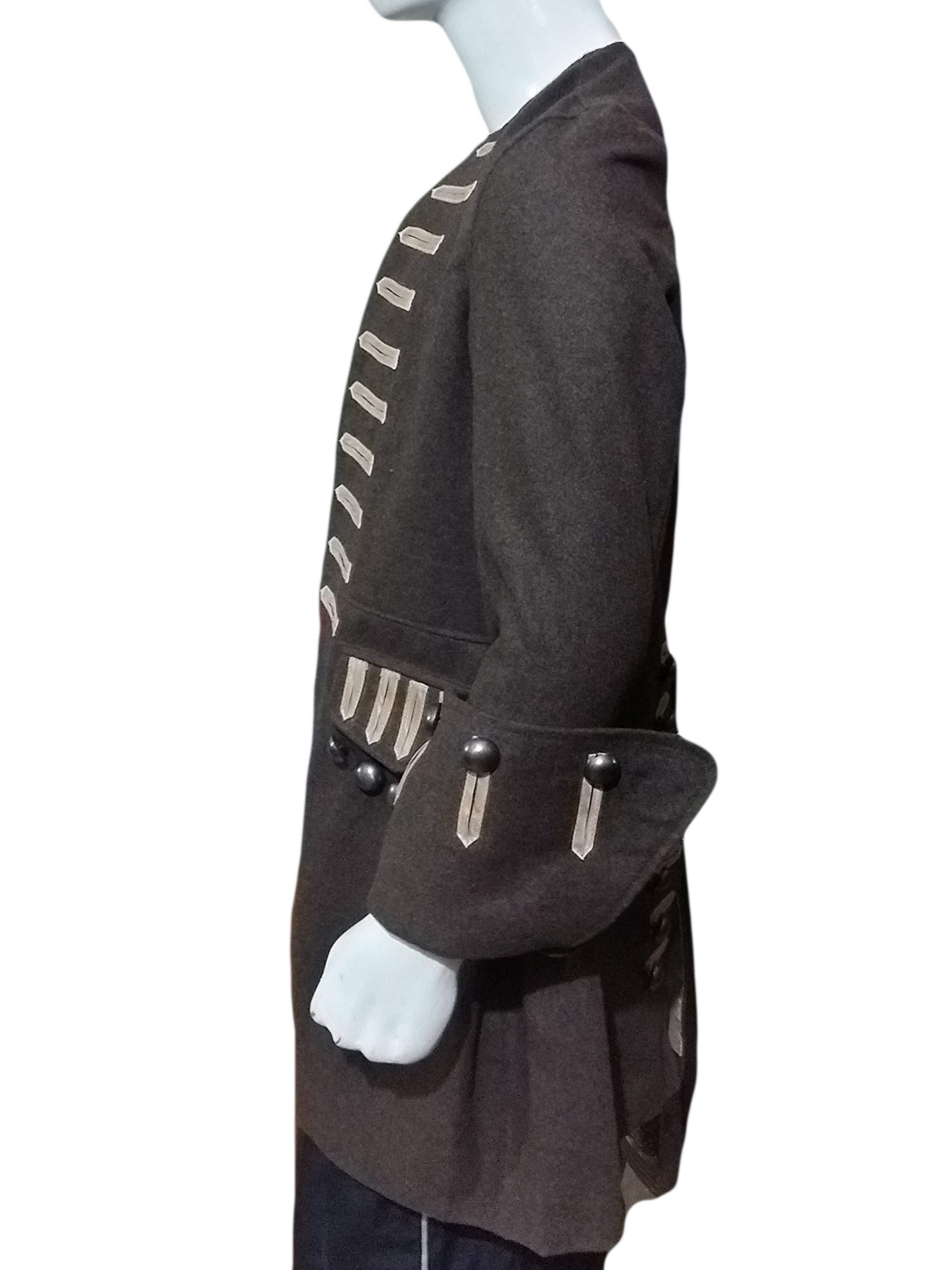 Johnny Depp Jack Sparrow Coat - Pirate Costume Wool Jacket for Halloween & Renaissance Fairs | Movie Cosplay & Medieval Themed Parties