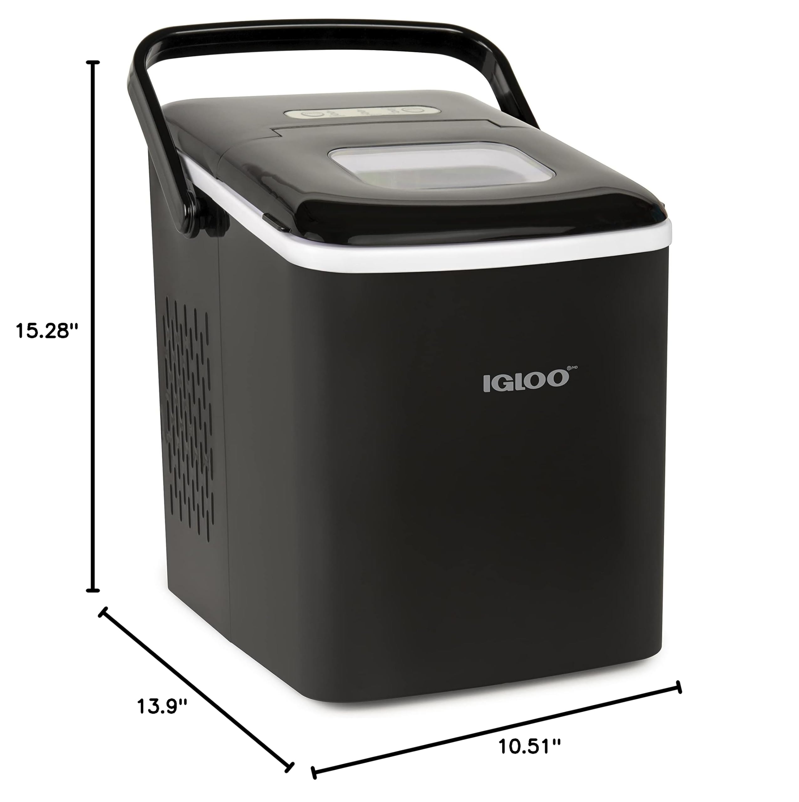 Premium Igloo Self-Cleaning Countertop Ice Maker Machine - 26 lbs./24H, Fast 6-8 Minute Ice Production, Portable with Handle & Includes Ice Scoop/Basket - Perfect for Home, Office, Parties & Outdoor Activities