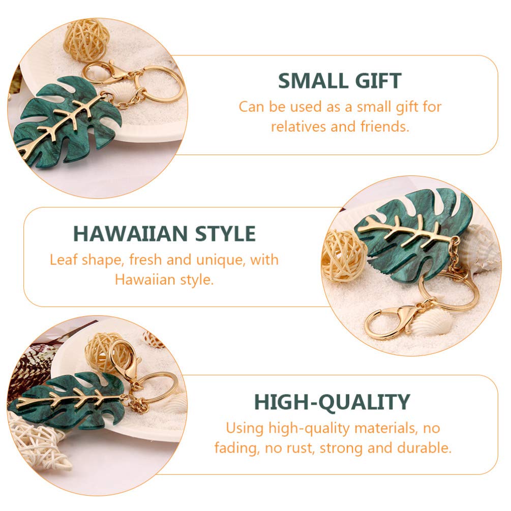 2PCS Leaf Keychain Set - Metal Car Keychains with Lucky Charm, Acrylic Bag Pendant & Decorative Keyring for Women - Perfect for Car Keys, House Keys, Backpacks and Gift Giving
