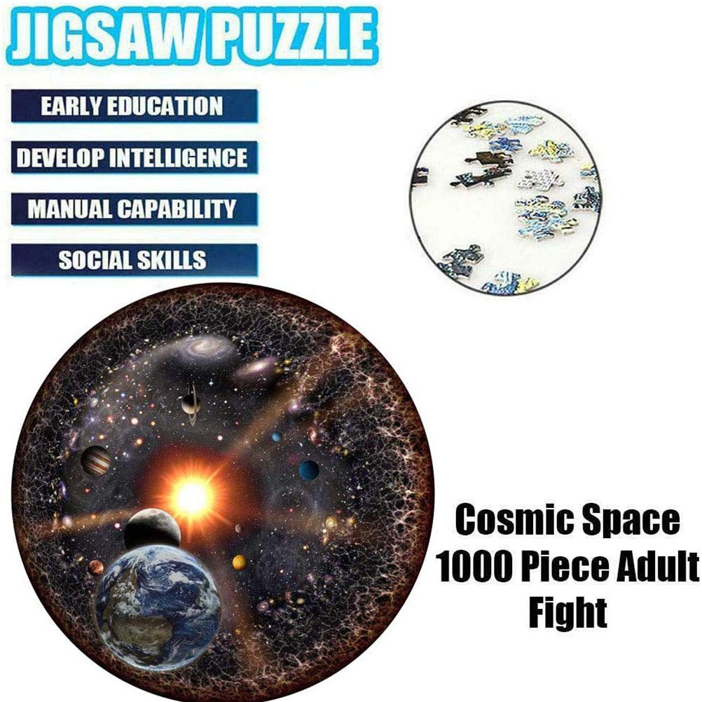 1000 Piece Round Jigsaw Puzzle - Solar System & Planets Educational Toy for Kids & Adults | 18x16x6 Inch Space-Themed Puzzle | Perfect for Family Game Night & STEM Learning