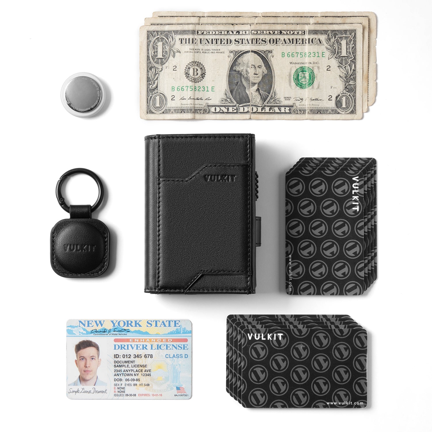 VC311P Genuine Leather RFID Blocking Wallet with ID Window & Money Pocket - Removable AirTag Holder for iPhone (AirTag Not Included) - Perfect for Travel, Business & Everyday Use