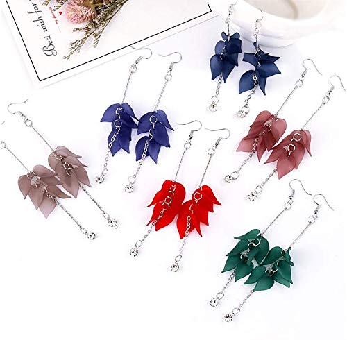 Colorful Acrylic Leaves Long Tassel Drop Earrings for Women - Candy Color Cluster Feather Dangle Jewelry - Perfect for Parties, Weddings & Everyday Wear