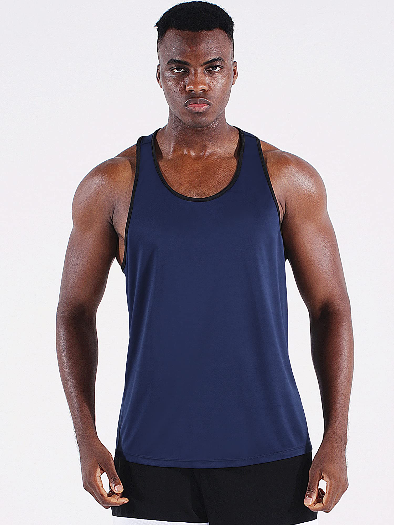 NELEUS Men's 3 Pack Running Tank Top - Moisture Wicking Quick Dry Athletic Shirts - Y-Back Workout Tank Tops for Gym, Jogging & Summer Sports