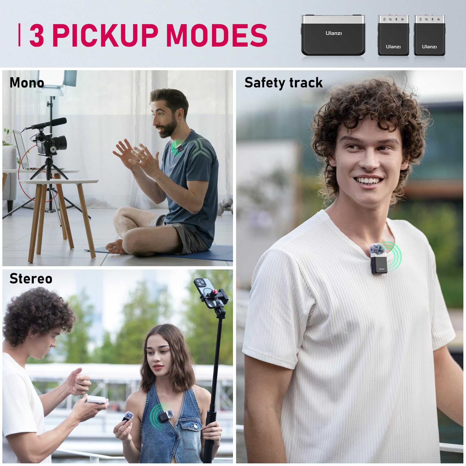 ULANZI AM18 Wireless Lavalier Microphone System with Charging Case - Intelligent LCF Noise Cancellation, 8GB Storage for 14 Hours 48KHz 16-Bit HD Audio - Compatible with iPhone, Android, PC & Camera - Perfect for Vlogging, Interviews, Live Streaming & Content Creation