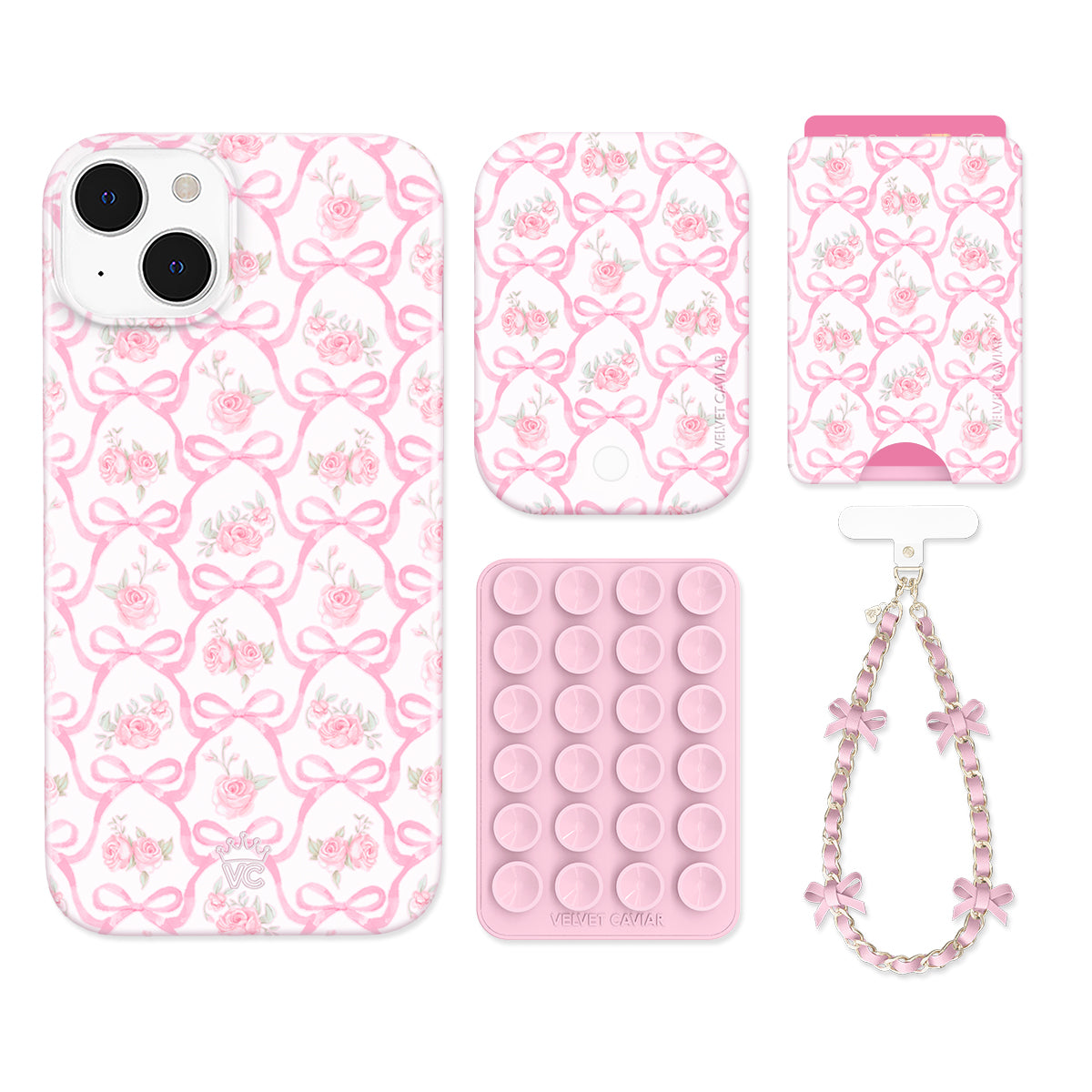 Cute Pink Bow iPhone Case with Wallet - Stylish Phone Holder for Women & Girls - Perfect for Everyday Use, Travel, and Gifting