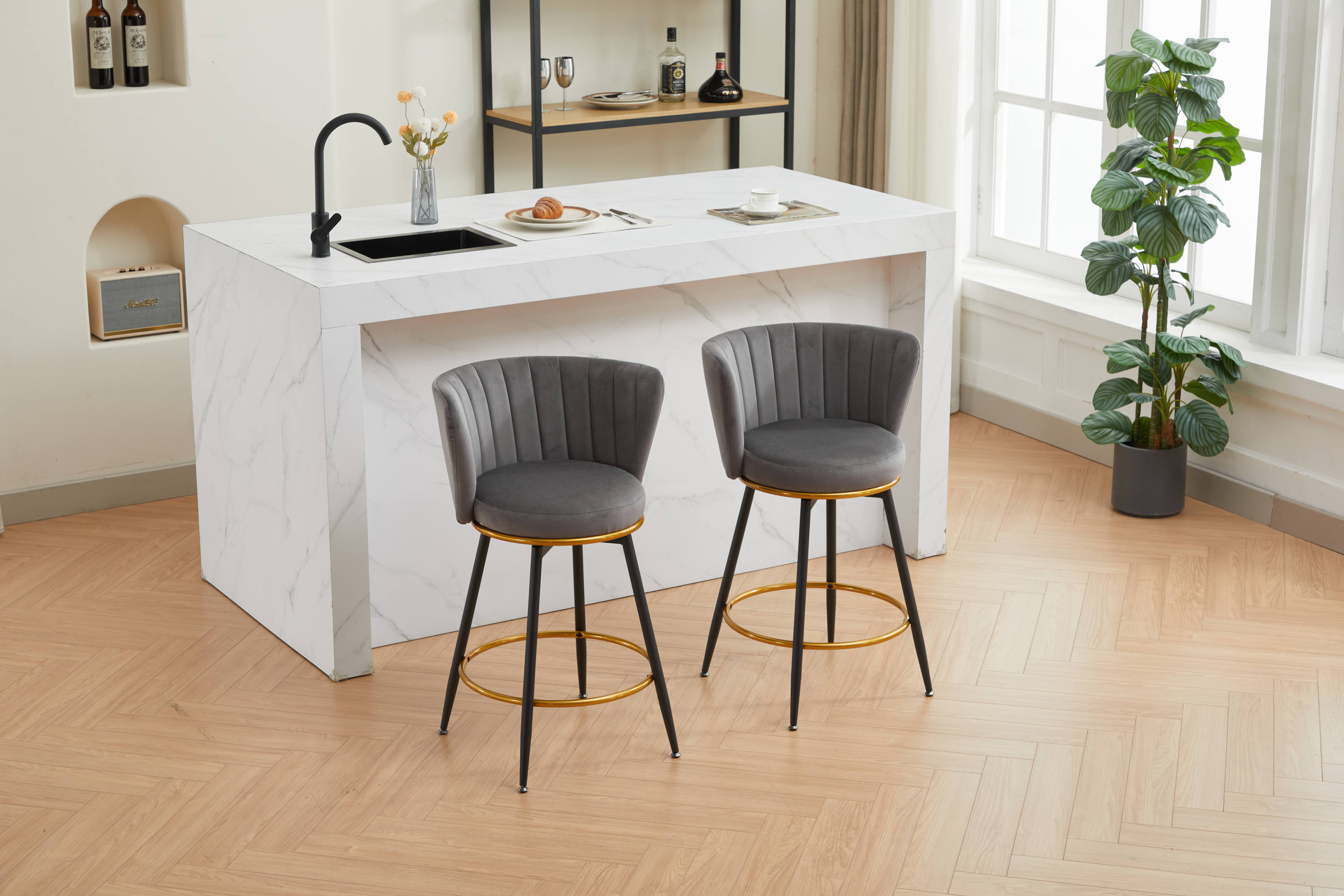 Set of 2 Counter Height Bar Stools - 26