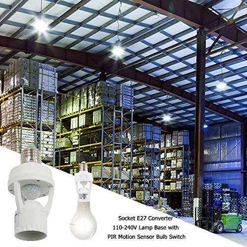 E27 Socket Converter 110-240V with PIR Motion Sensor - Smart Bulb Switch & Lamp Holder Adapter for Home, Office, and Outdoor Lighting Automation