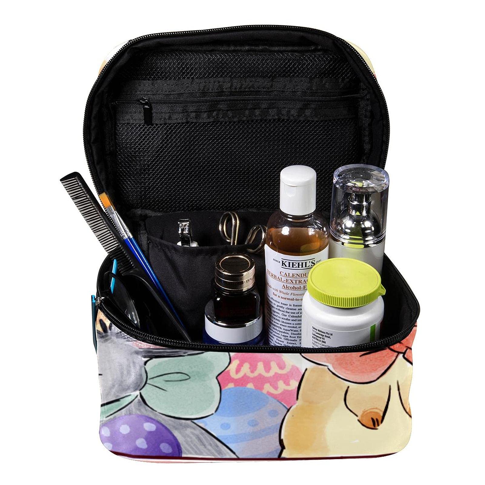 Easter Bunny & Eggs Travel Makeup Bag - Large Cosmetic Organizer with Zipper for Women & Girls | Perfect for Holiday Travel, Gym, Beach & Daily Essentials Storage