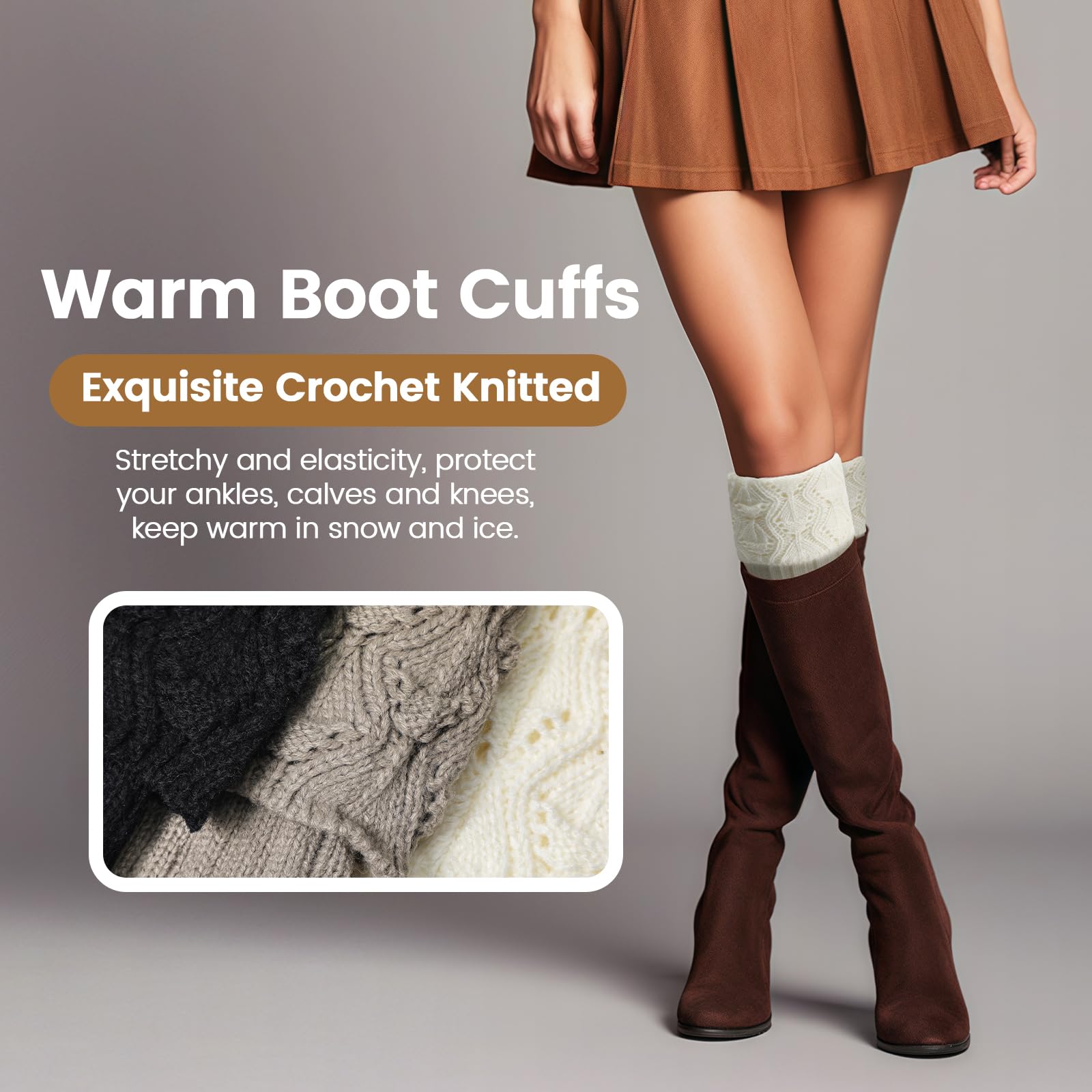 Women's Leg Warmers - 1 Pair Cozy Boot Socks & Ankle Warmers for Winter, Knit Boot Cuffs Topper - Perfect for Boots, Snow Boots, and Cold Weather Outfits