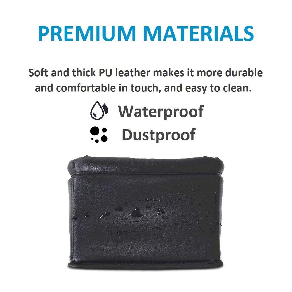 Premium Leather Car Trash Can with Lid - Luxury Leakproof Vehicle Garbage Bin for Cars, Trucks & SUVs (Black) - Perfect for Road Trips, Commuting & Keeping Your Car Clean