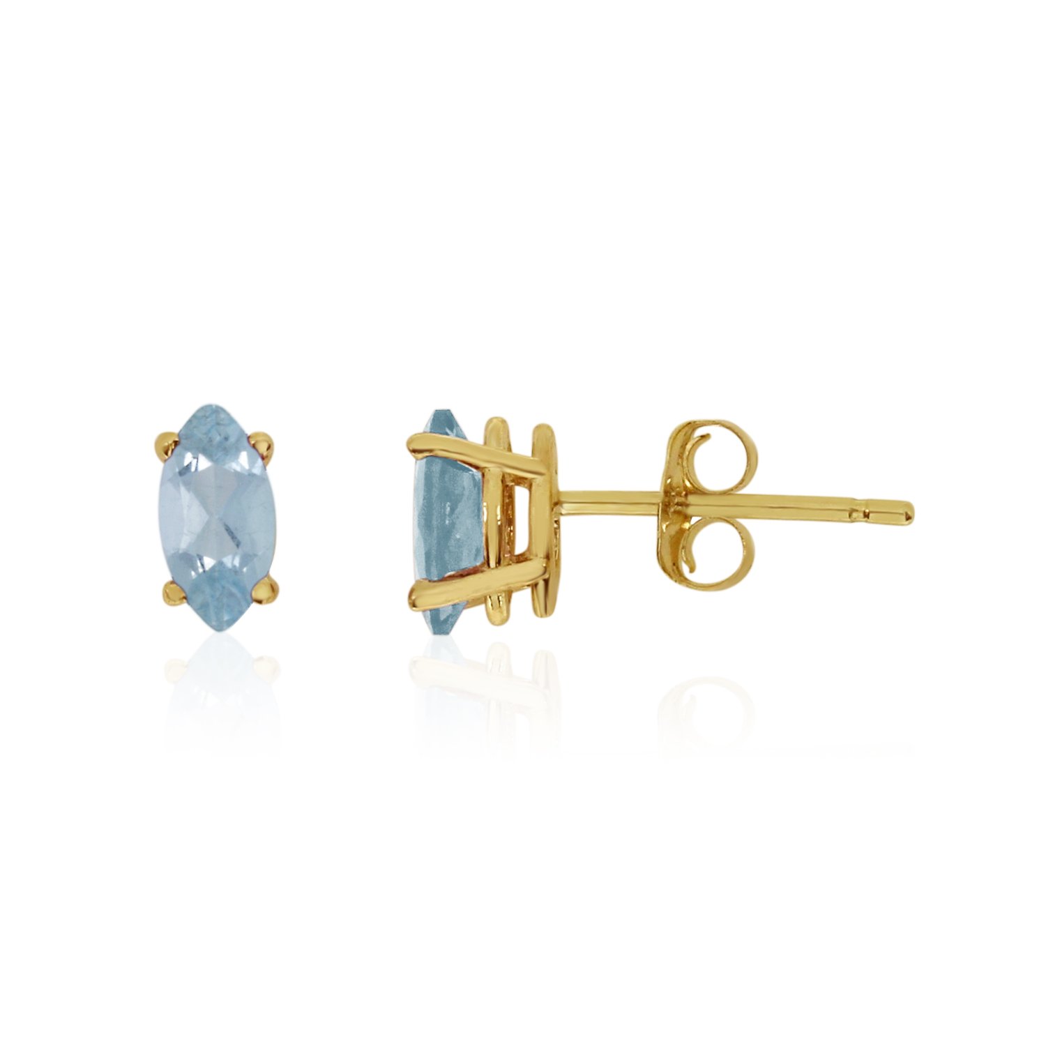 14K Yellow Gold Aquamarine Marquise Cut Stud Earrings for Women - Elegant March Birthstone Jewelry Gift for Bridesmaids, Anniversary & Special Occasions