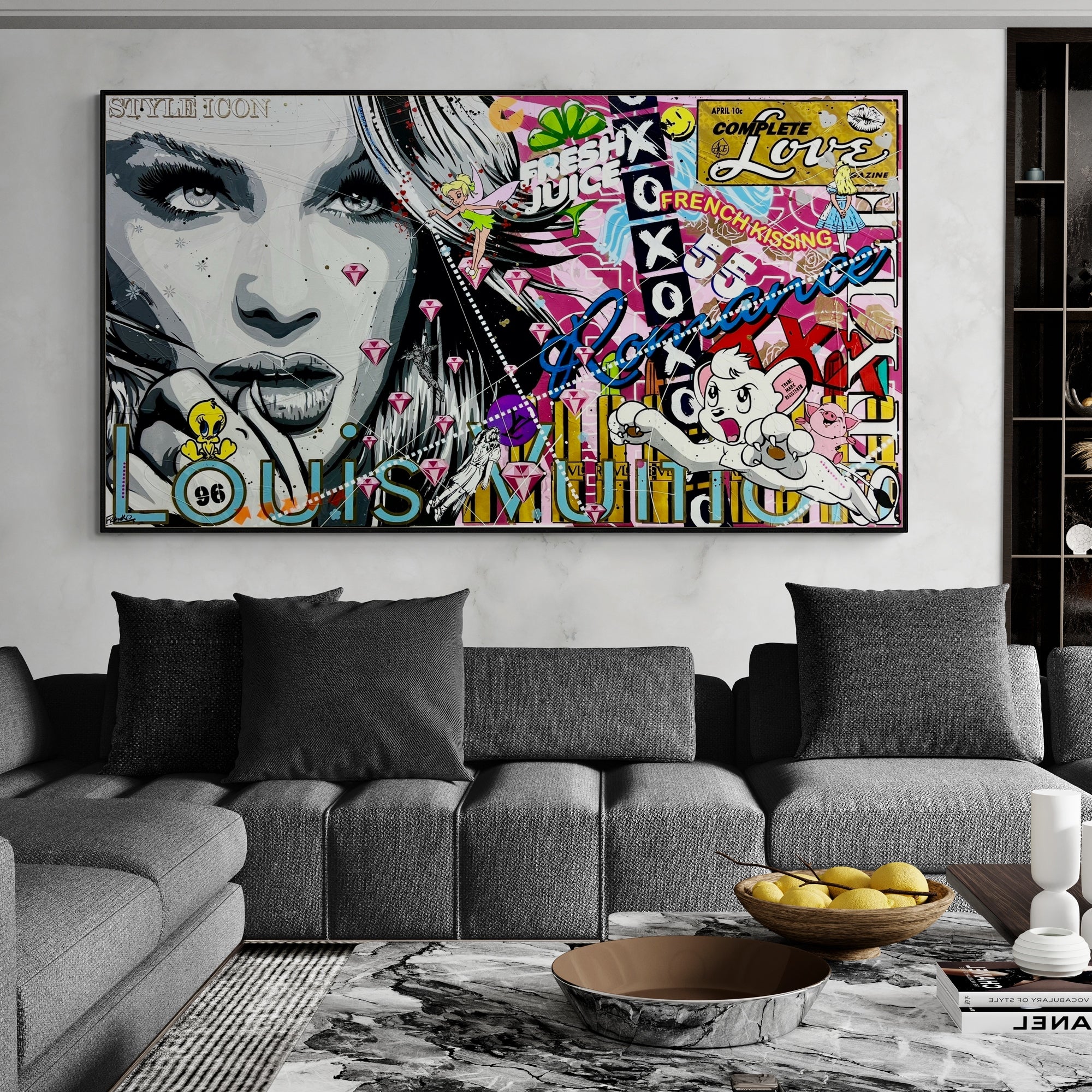 220cm x 120cm Sexy Woman Textured Urban Pop Art Canvas Painting - Modern Home Decor for Living Room, Bedroom & Office - Romantic & Pixie Dust Inspired Wall Art