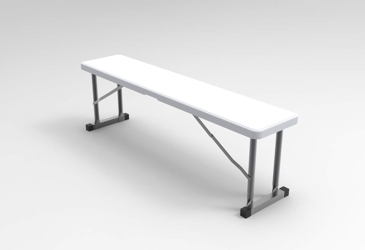 3 Foot Plastic Folding Bench - Lightweight & Portable White Resin with Sturdy Steel Frame, Perfect for Indoor & Outdoor Entertaining, Seats 3-4 People, 9