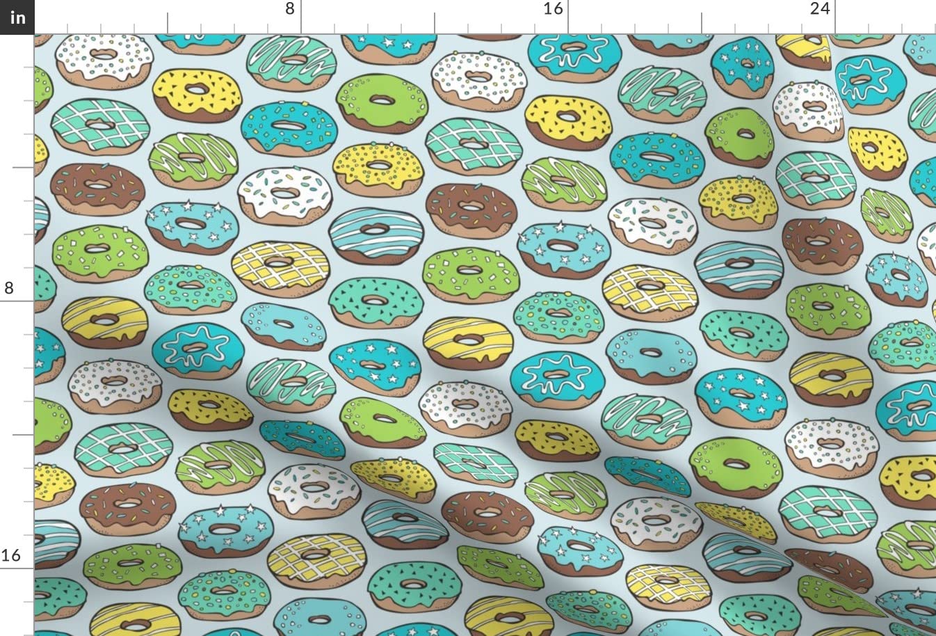 Donut Printed Velvet Fabric by The Yard - Blue Spring Summer Food Sweets Candy Cookies Comic Design for Upholstery, Home Decor & Apparel | Perfect for DIY Projects, Curtains, Throw Pillows & Fashion Sewing