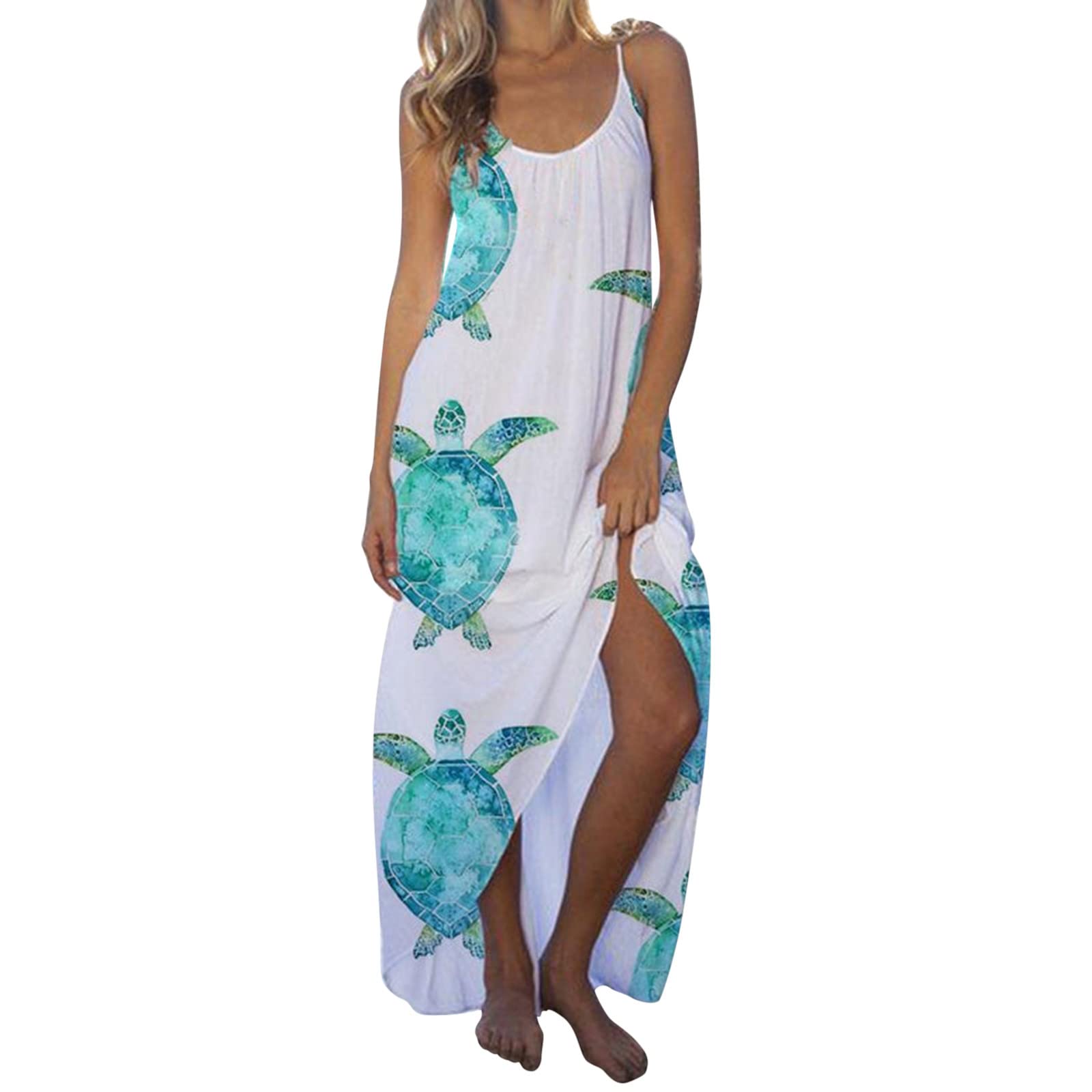 AMTF 2022 Women's Summer Casual Dress - Sleeveless V-Neck Loose Maxi Sundress for Beach, Vacation & Outdoor Activities | Comfortable Long Flowy Dress