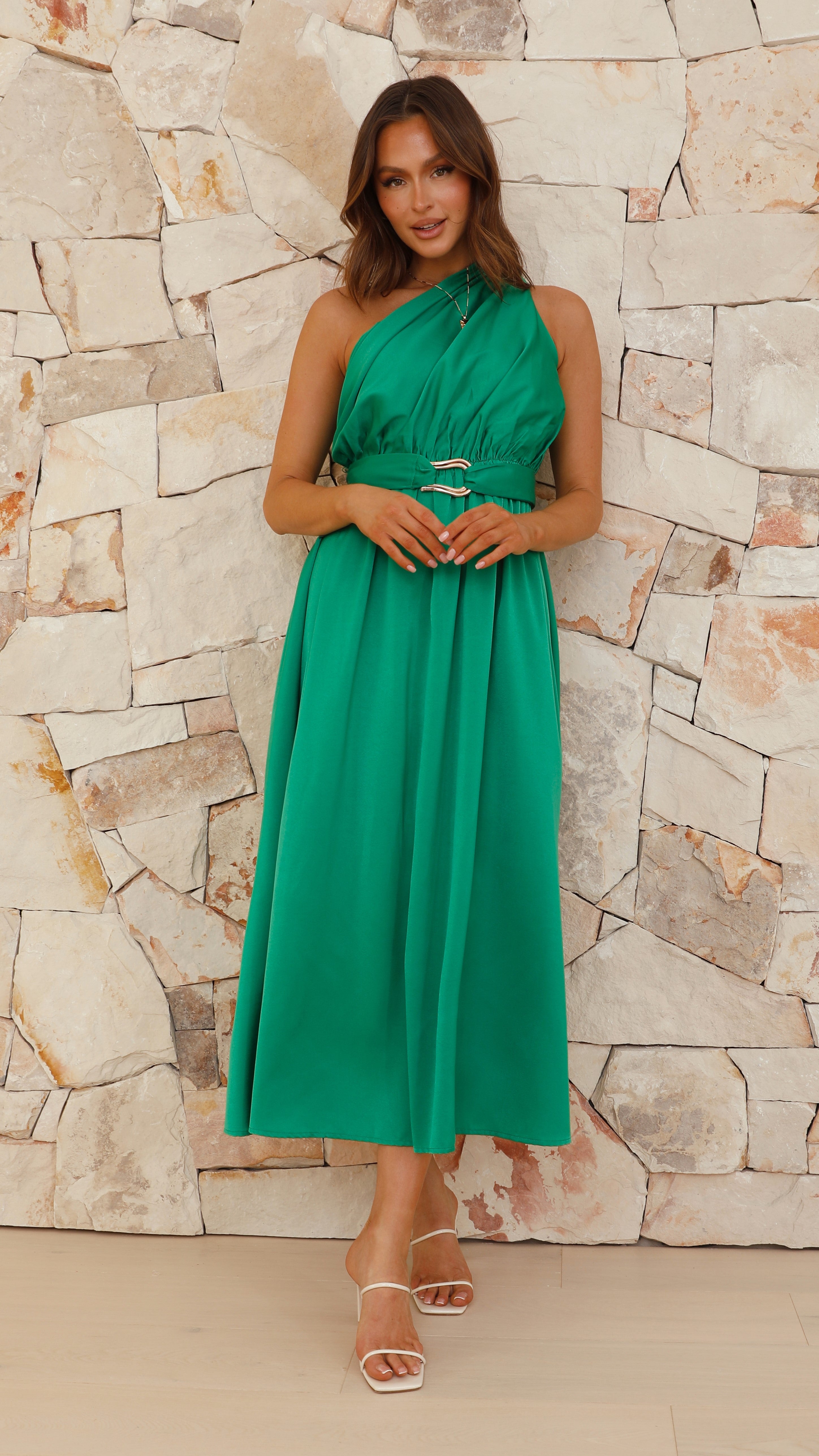 Hadas Maxi Dress for Women - Flowy Green Long Summer Dress with Pockets | Perfect for Beach, Vacation, and Casual Outings