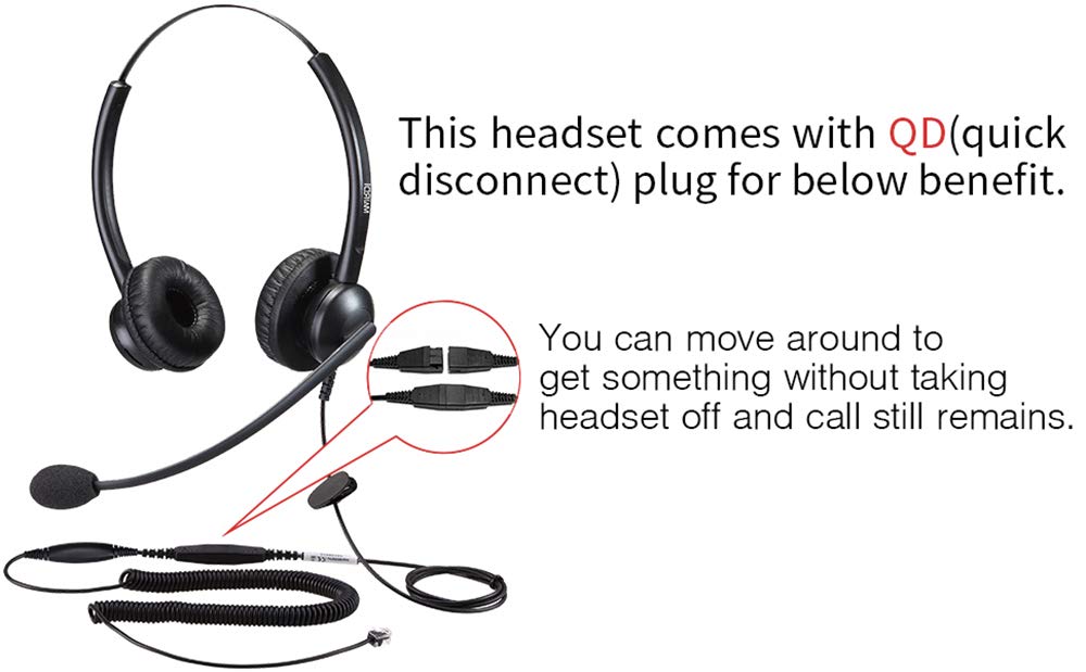 MAIRDI Noise Cancelling Telephone Headset with HIS Cable - Compatible with Avaya IP Phones 1608, 1616, 9601-9670 Series - Perfect for Call Centers, Office Communication & Remote Work