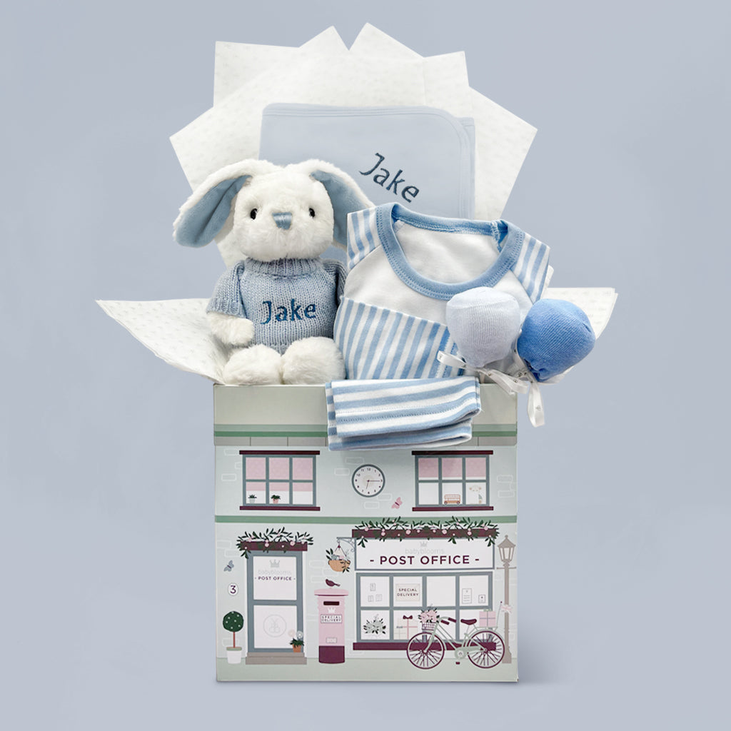 Little Bunny Snuggle Hamper Basket - Soft Plush Storage Bin for Baby Nursery, Kids Room Organization & Laundry - Perfect for Toys, Blankets & Clothes (Blue)