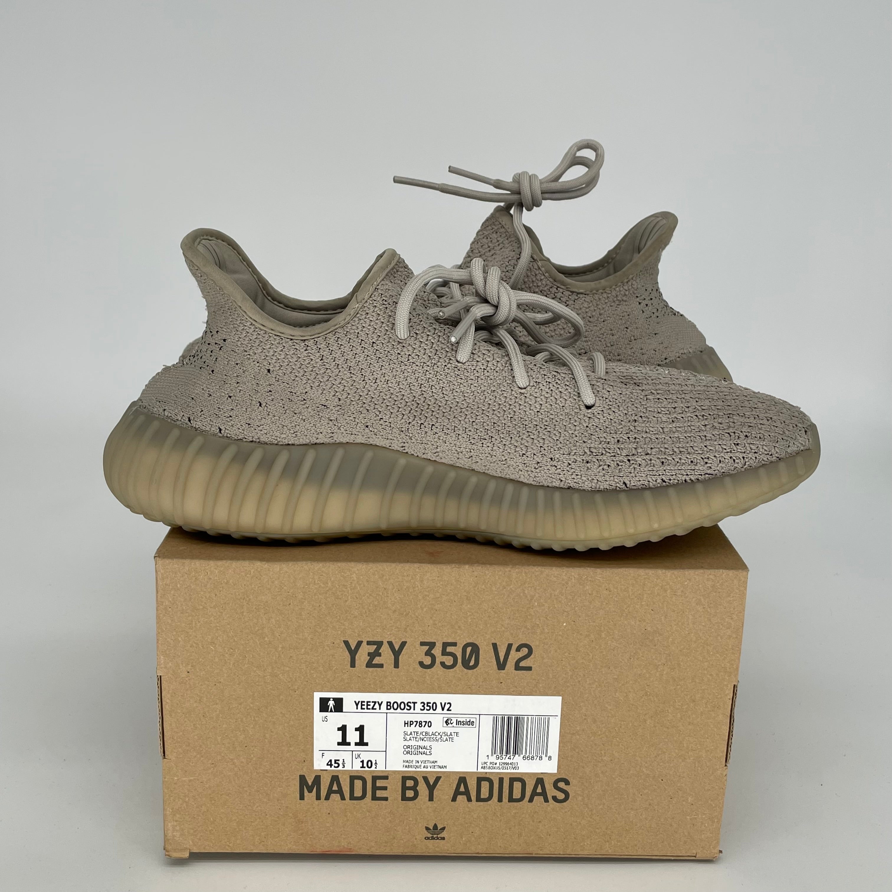 Adidas Yeezy 350 V2 Slate Sneakers - Men's Size 11 (HP7870) | Boost Comfort for Running, Gym & Casual Wear