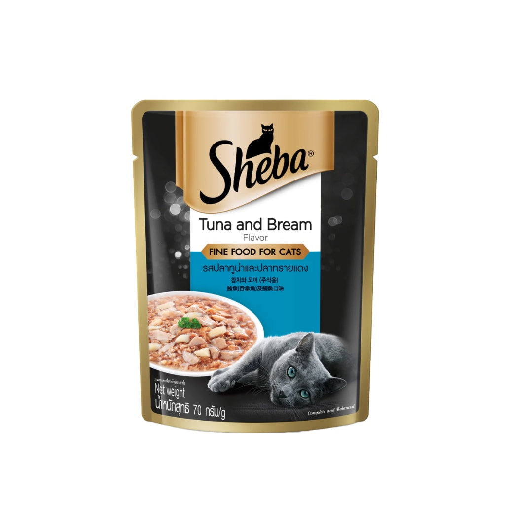 Sheba Premium Wet Cat Food Pouches - Nutrient Rich, Grain Free, 24 Pack (70g Each) - Perfect for Adult Cats & Kittens, Ideal for Mealtime & Travel