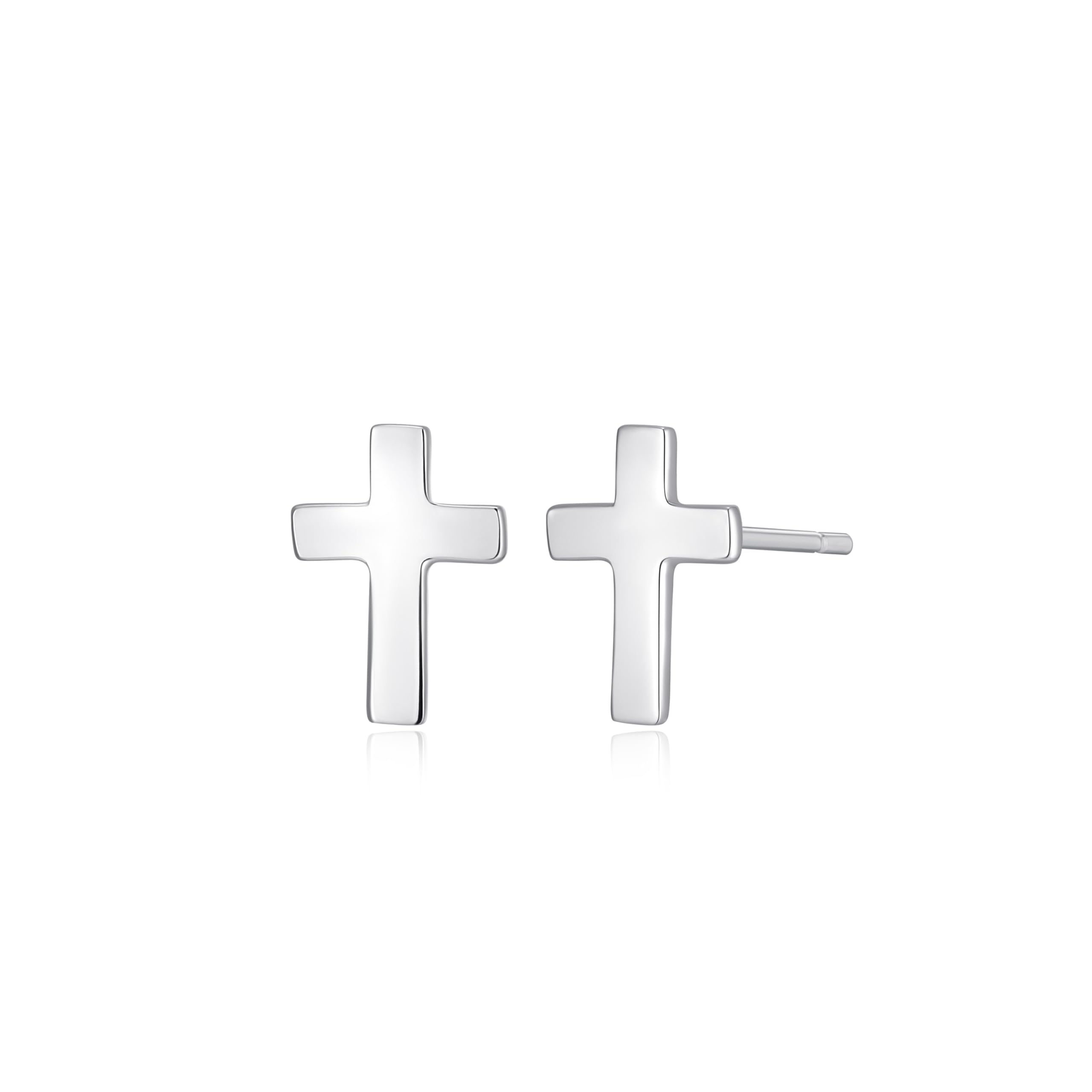 Morgan & Paige .925 Sterling Silver Rhodium Plated Cross Circle Hoop Earrings & Studs for Women - Lightweight Dainty Hypoallergenic Religious Jewelry | Perfect for Church, Weddings & Everyday Faith-Based Fashion