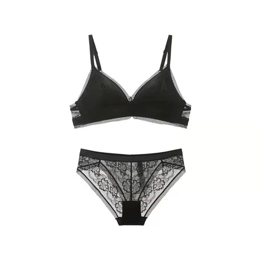 Sexy Lace Bra and Panty Set for Women - Black XL (38/85ABC) - Comfortable Lingerie for Everyday Wear or Special Occasions