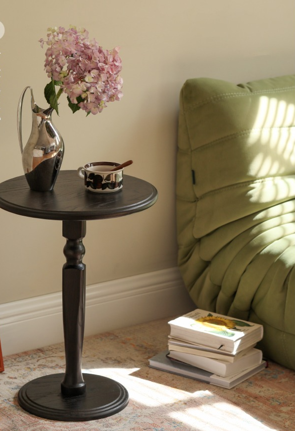 Solid Oak Wood Side Table - Small Black End Table for Living Room, Bedroom & Office - Durable & Stylish Furniture for Home Decor