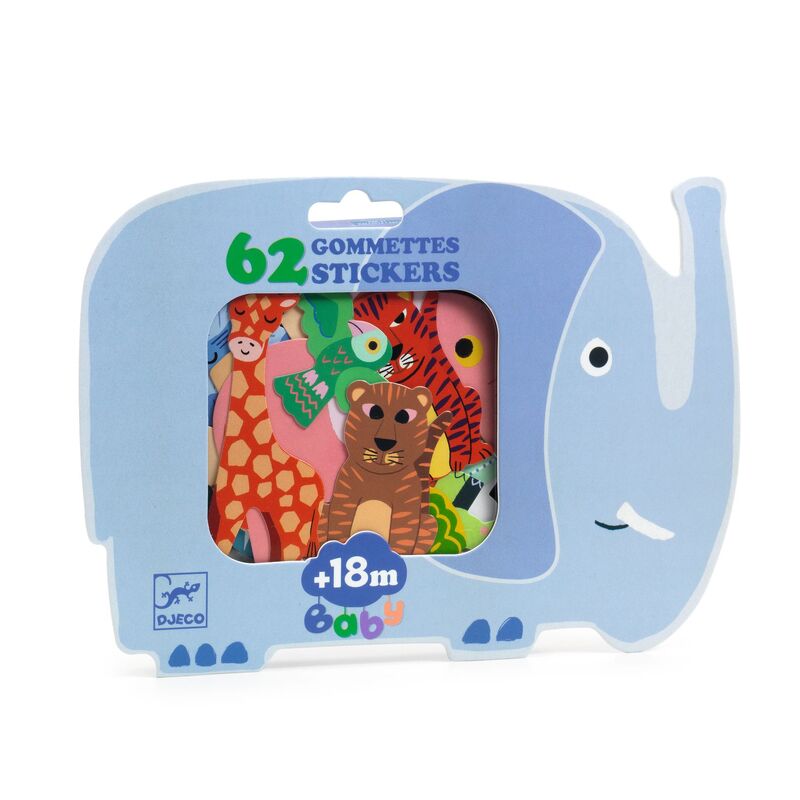 Djeco Safari Animal Stickers for Toddlers - Fun & Educational Sticker Set for Kids, Perfect for Scrapbooking, DIY Crafts & Learning Activities