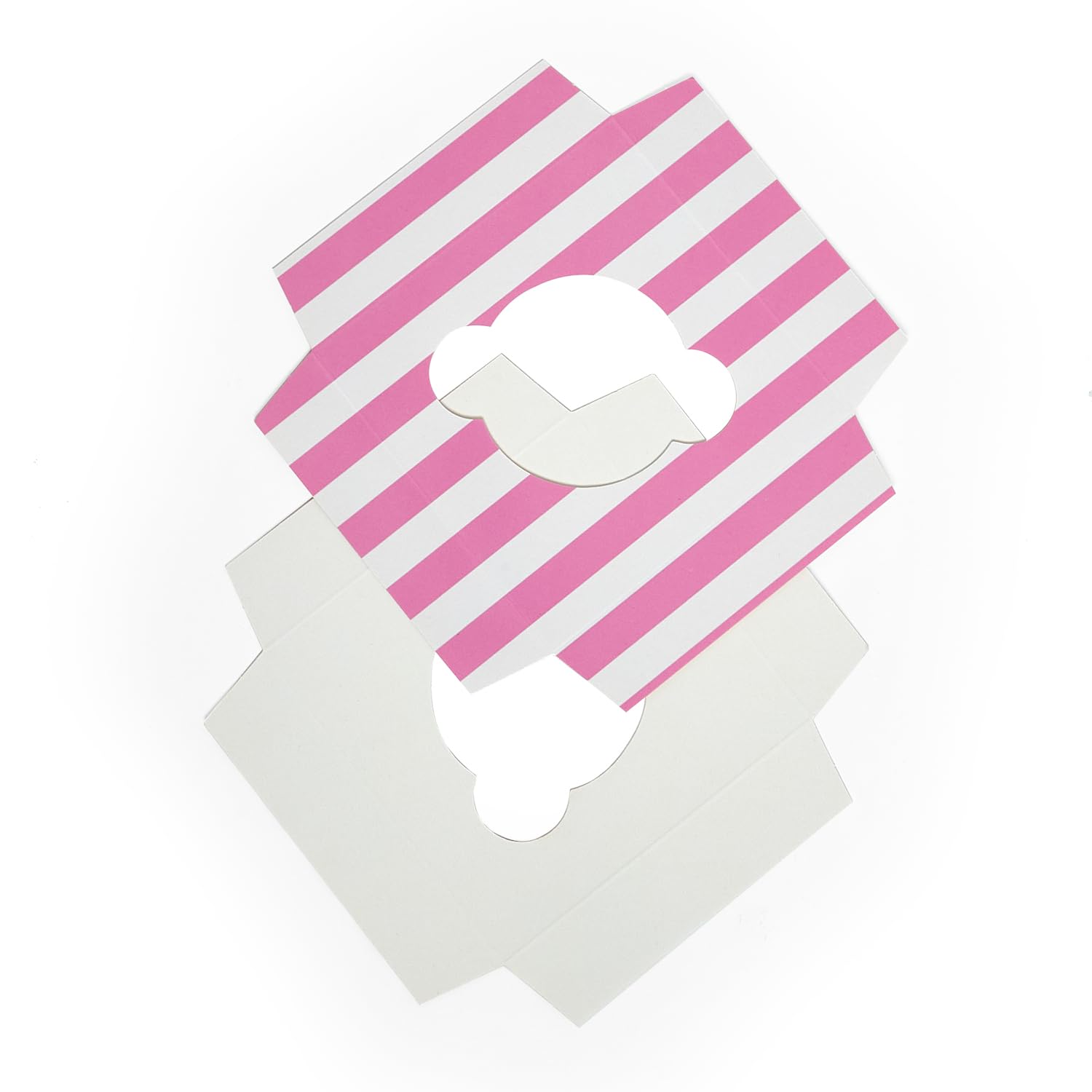 Premium White & Pink Striped Cupcake Boxes with Handles - 200 Pack (4