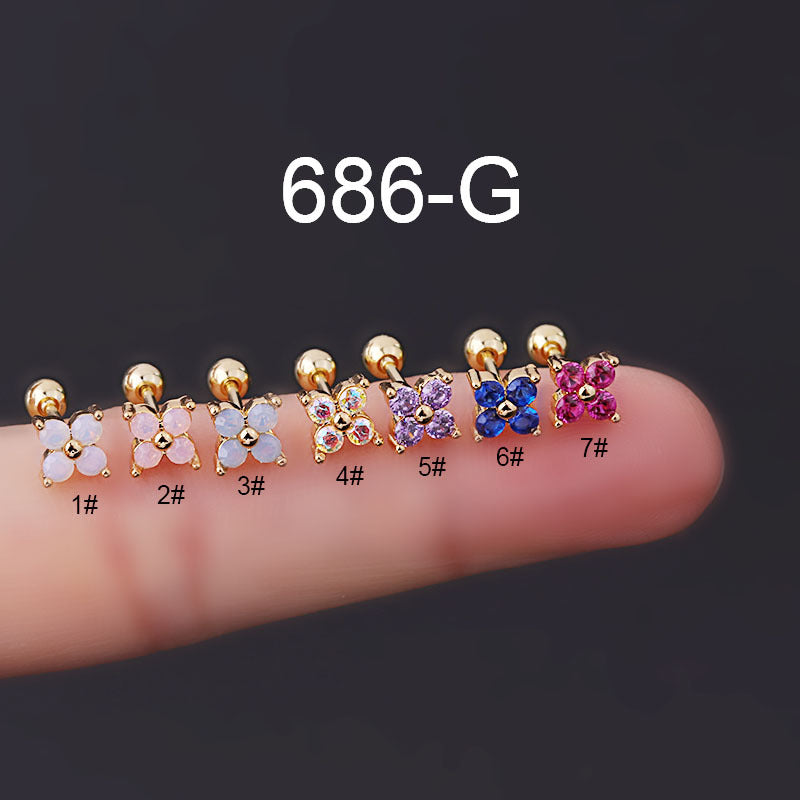20G Cartilage Tiny Stud Earrings - Dainty Flower & Opal Stud Earrings for Women | Hypoallergenic Piercing Jewelry | Perfect for Everyday Wear, Gifts & Special Occasions
