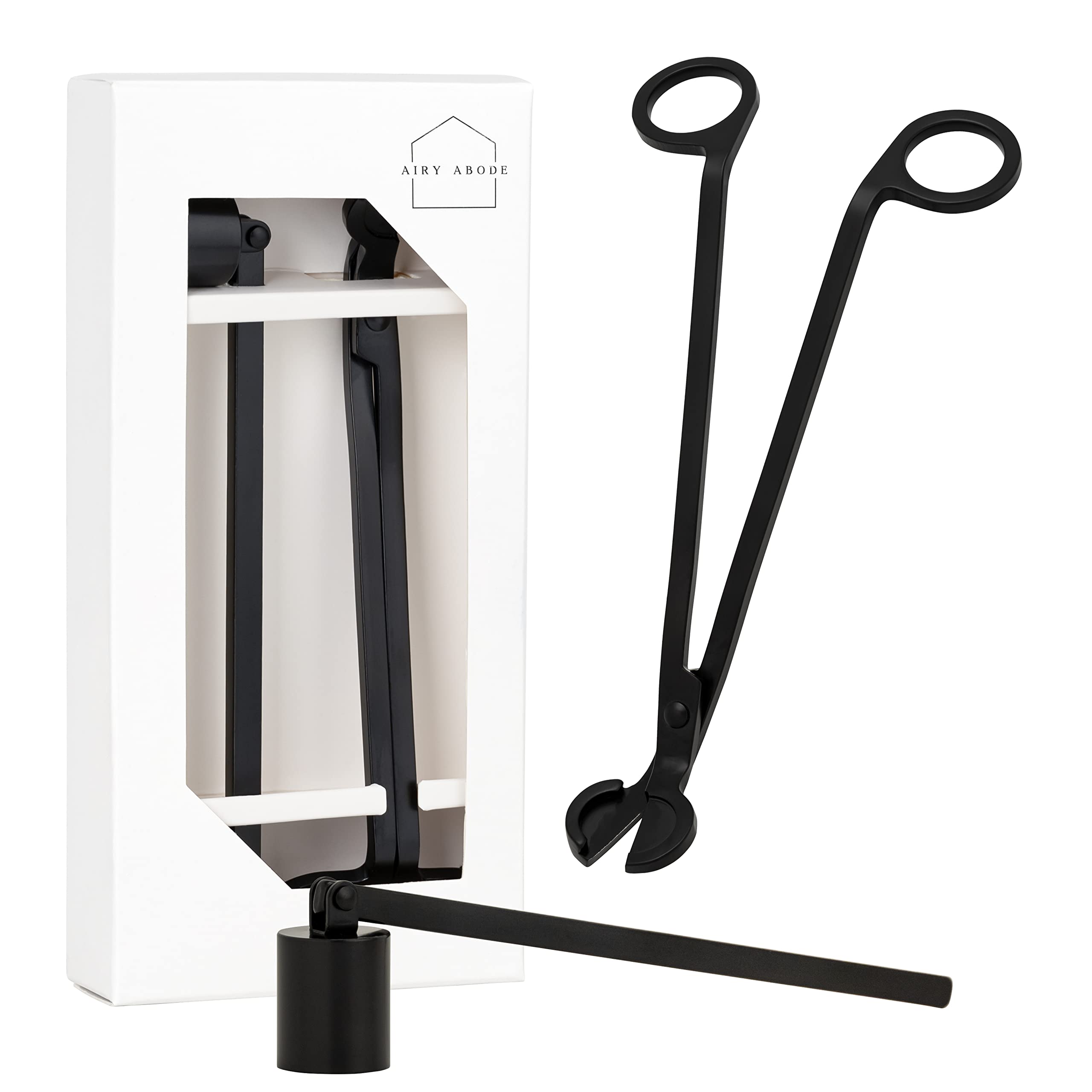 Premium Black Candle Wick Trimmer & Snuffer Set - Essential Candle Care Tools for Home, Spa & Relaxation - Perfect for Soy, Beeswax & Jar Candles