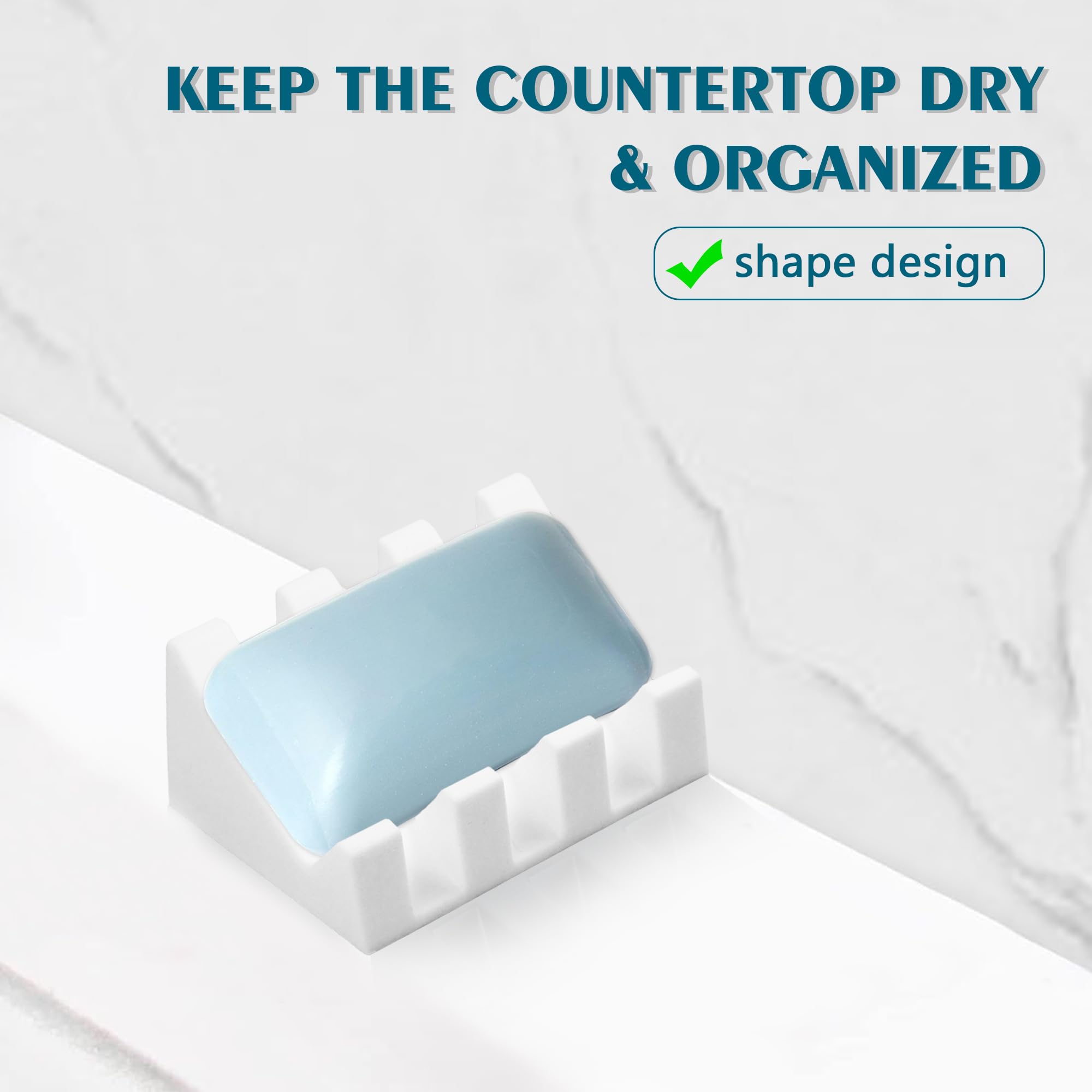 Upgraded Silicone Soap Dish with Drainage - Shower Bar Soap Holder for Bathroom Organization (White)