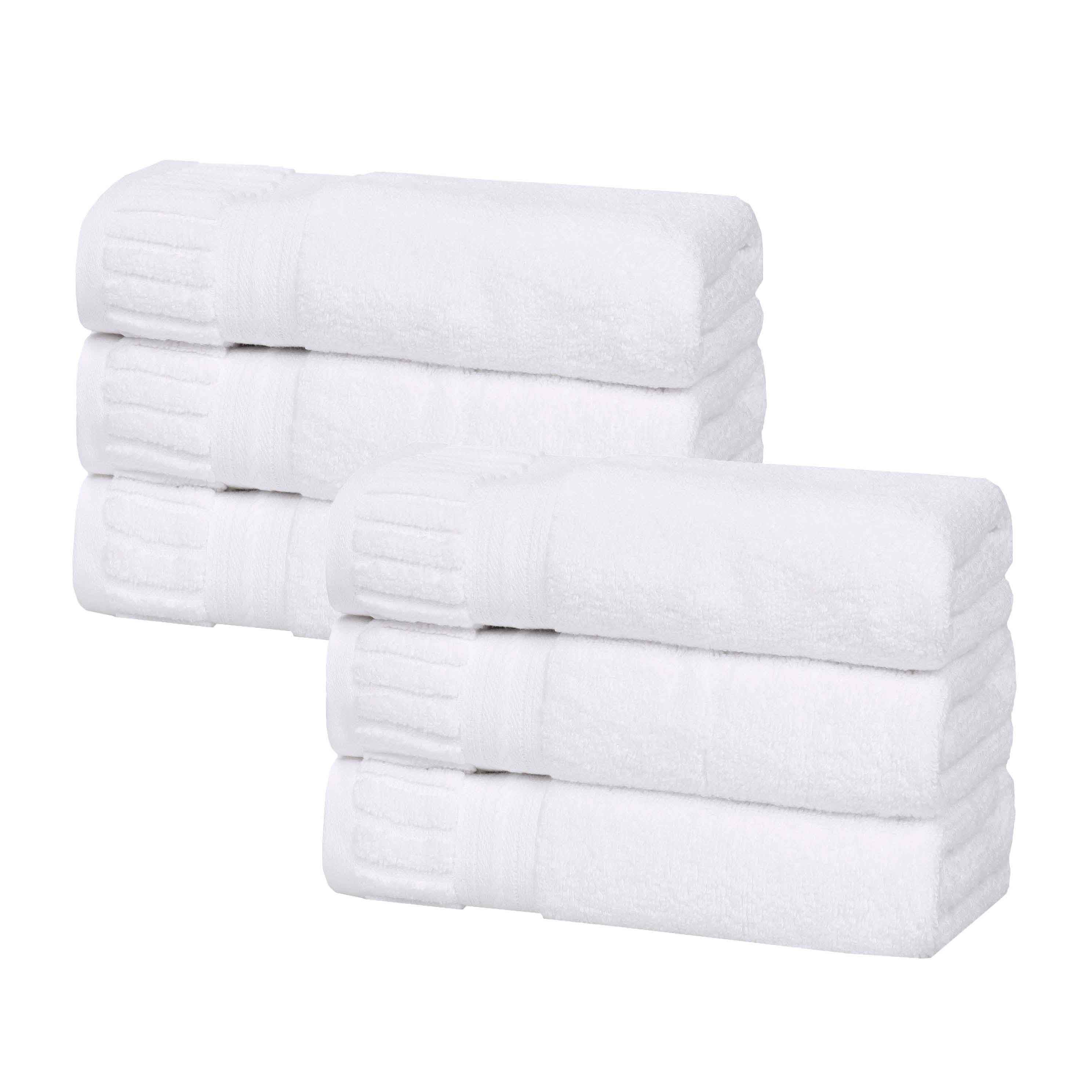 Premium Venice Zero Twist Cotton Hand Towels - Medium Weight, Super Absorbent, Set of 6 - Perfect for Kitchen, Bathroom & Guest Towels