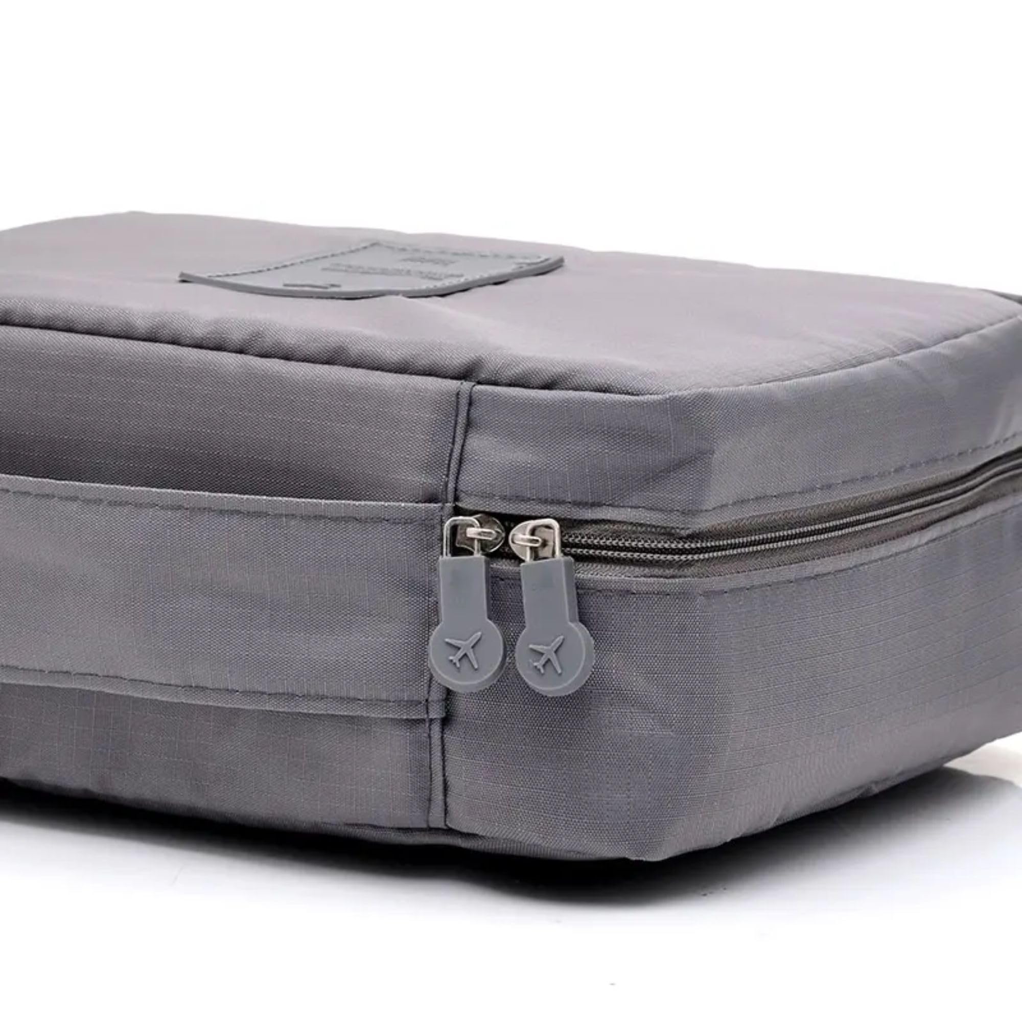 Gowloz Grey Travel Cosmetic Bag - Large Capacity Waterproof Makeup Organizer & Toiletry Case for Women - Portable Square Storage Pouch for Skincare, Personal Care, Beauty Essentials - Perfect for Travel, Gym, Work, and Daily Use (Pack of 1)