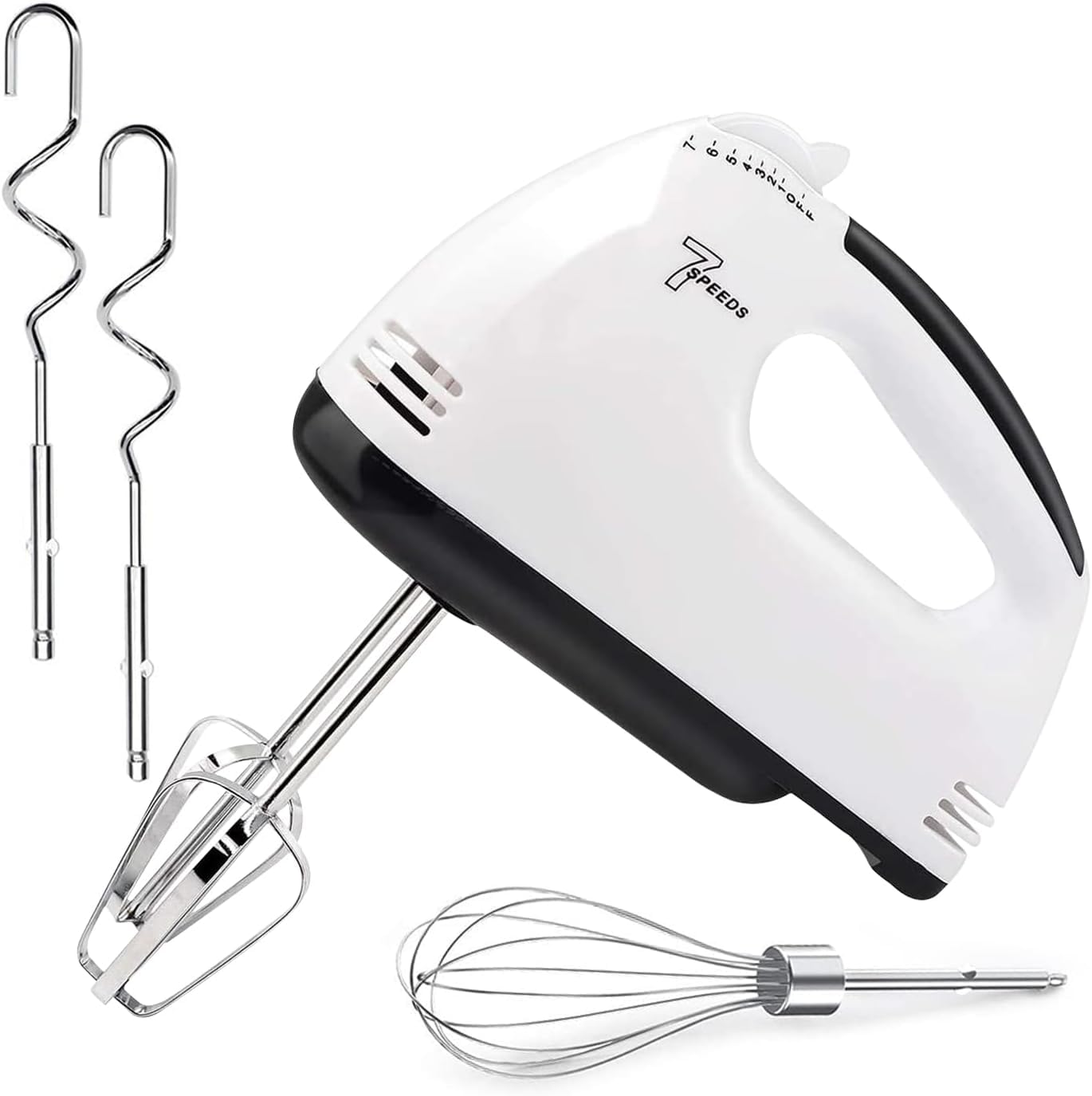 7-Speed Electric Hand Mixer for Baking - Stainless Steel Whisk, Handheld Cake Mixer - Perfect for Cakes, Cookies, Dough & More | Kitchen Baking Essentials