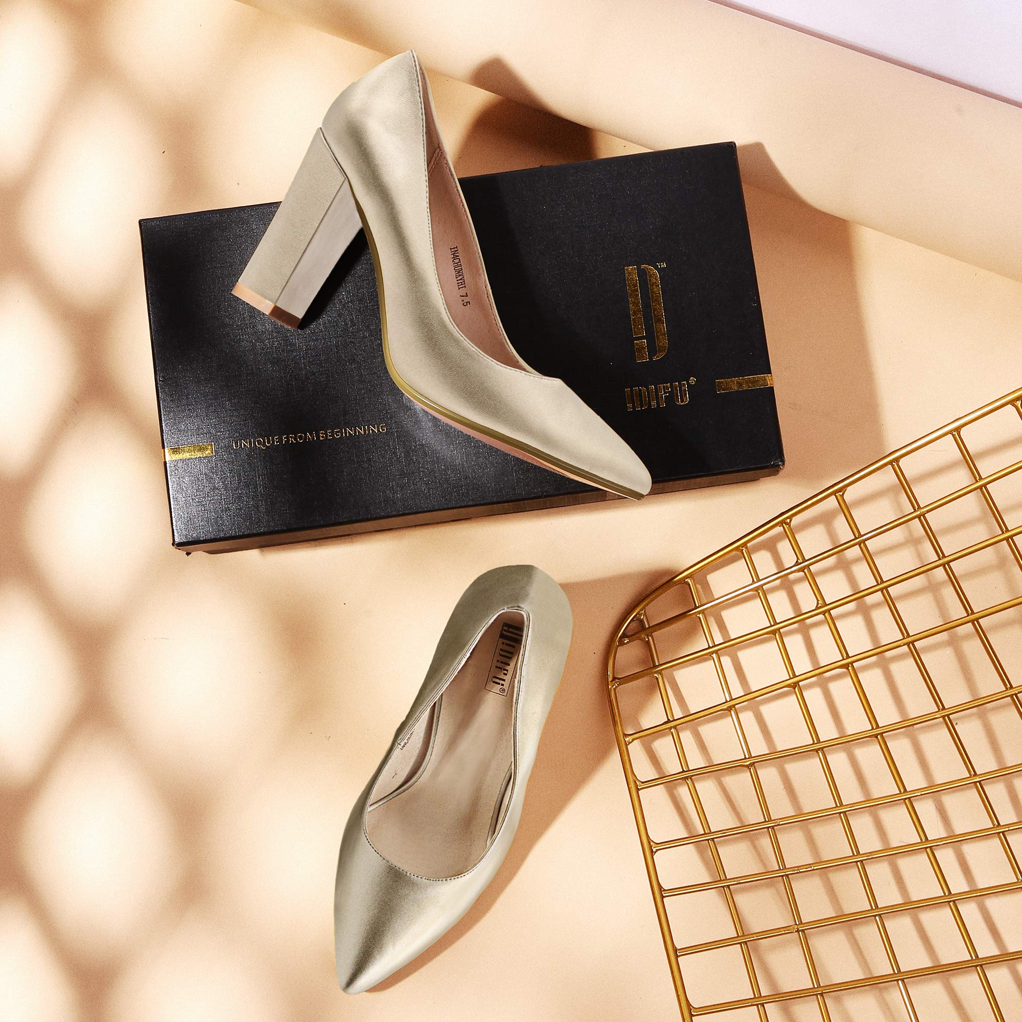 IDIFU Women's Chunky Block High Heel Pumps - Pointed Toe Dress Shoes for Office, Party & Wedding | Comfortable Closed-Toe Women's Dress Shoes for Work, Business & Formal Occasions