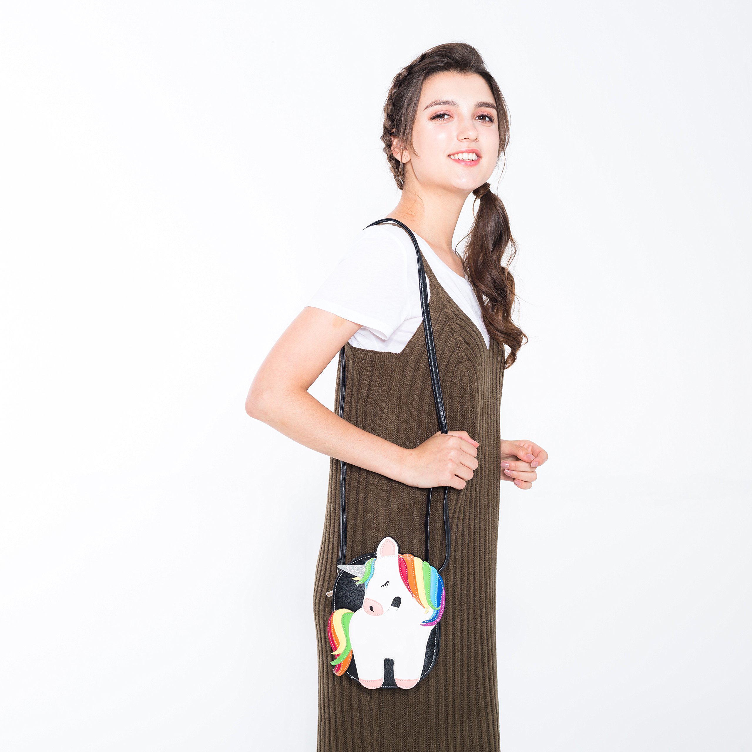 Rainbow Unicorn Crossbody Bag - Cute Vinyl Purse for Women & Girls - Perfect for School, Travel, and Everyday Use