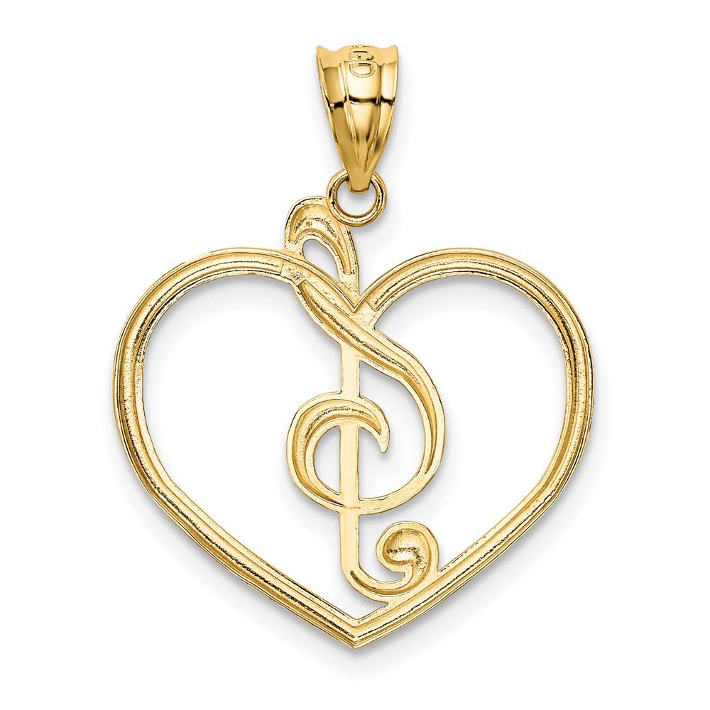 14k Gold Treble Clef Heart Pendant for Music Lovers