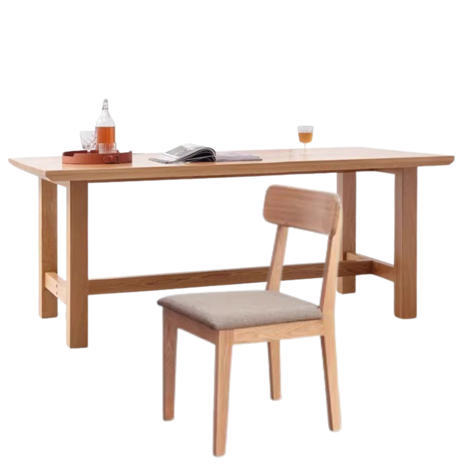 Rustic Style Dining Table - Solid Oak, Ash, Cherry Wood - Perfect for Farmhouse, Cottage & Country Home Dining Rooms