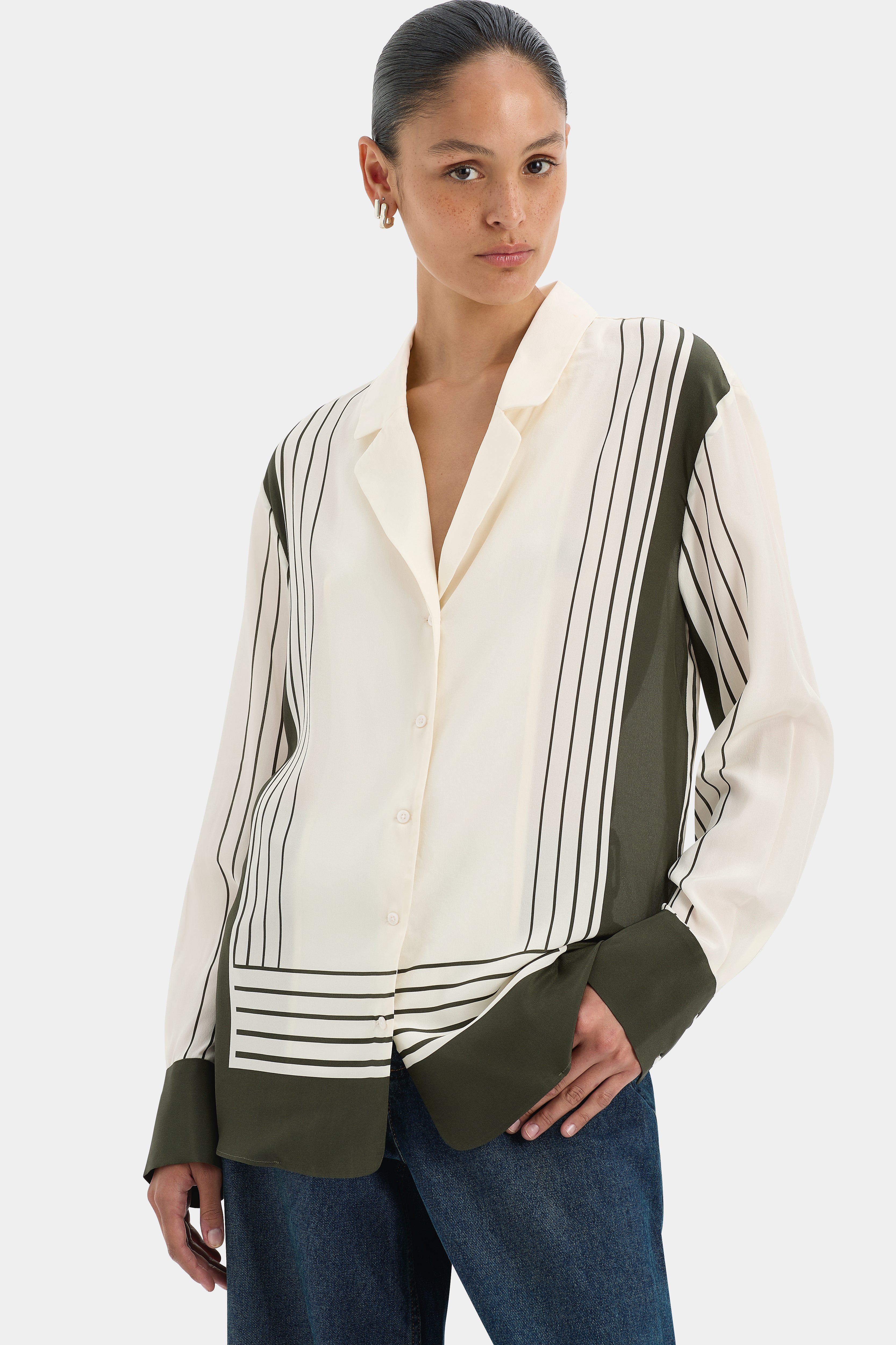 Leilana Shirt Garden Stripe - Stylish Floral Print Women's Blouse for Casual Wear & Outdoor Activities
