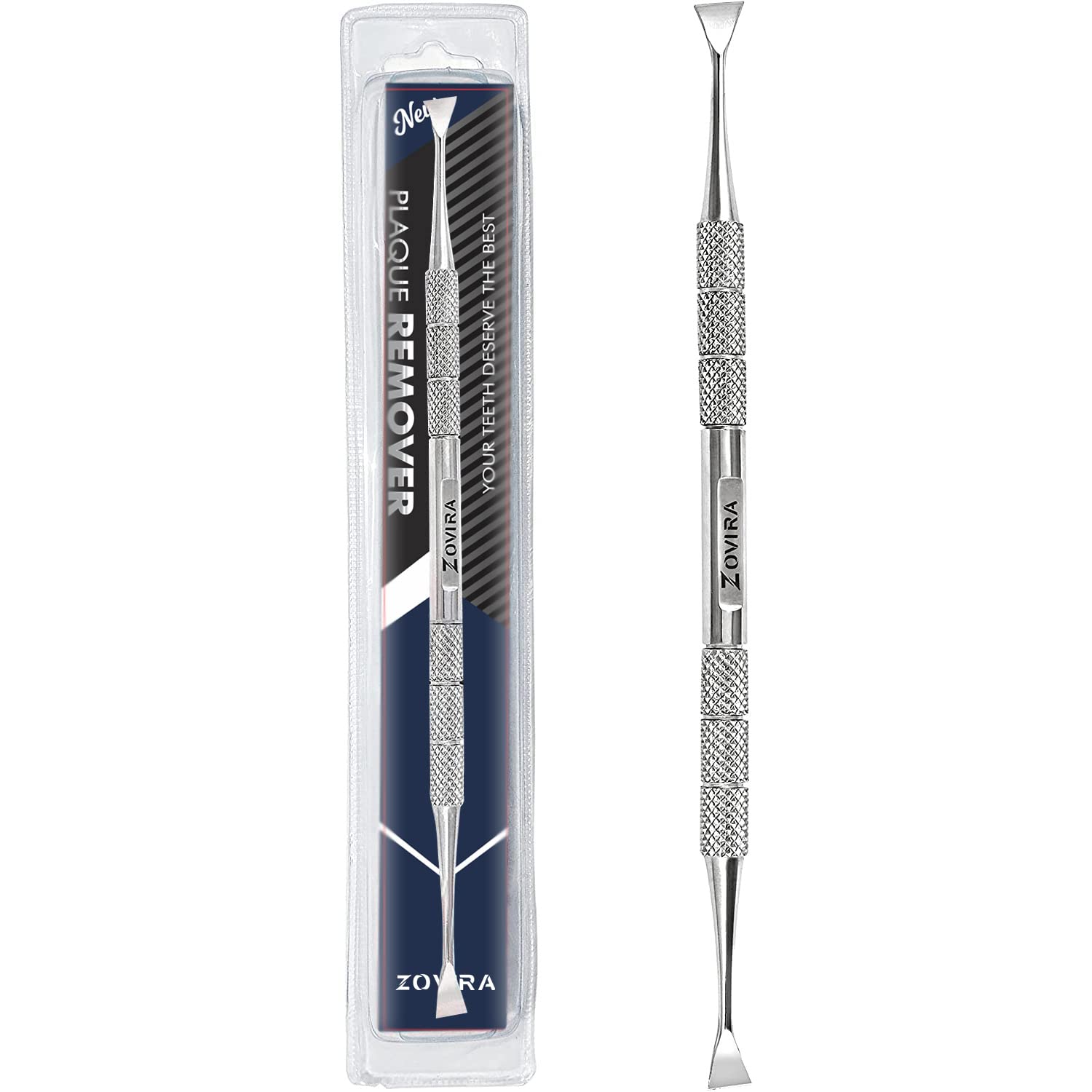 ZOVIRA Calculus Remover Dental Plaque Removal Kit for Dogs and Cats - Double Headed Stainless Steel Teeth Whitening Tool for Small Puppies & Pets | At-Home Pet Dental Care Solution for Tartar Control & Oral Hygiene