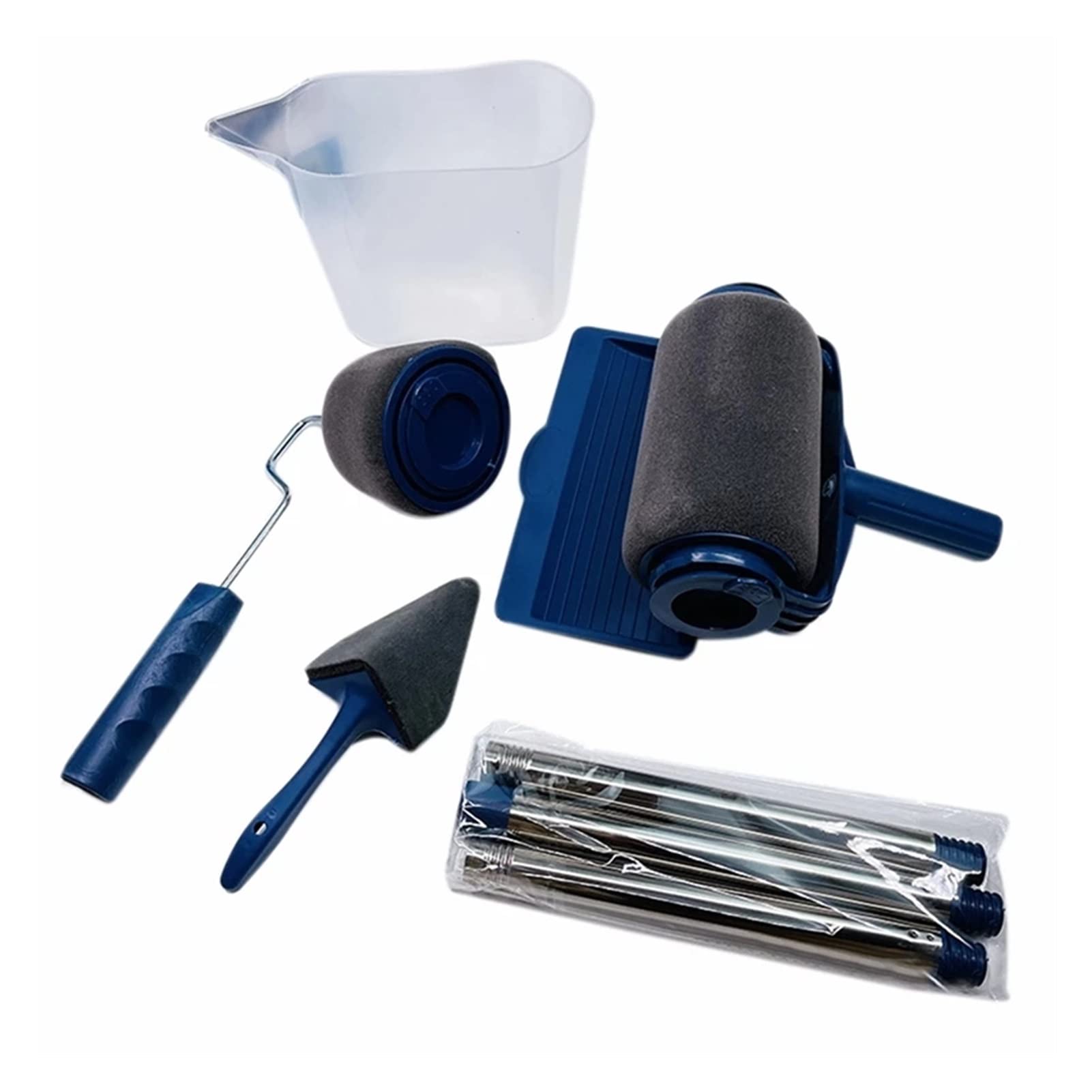 8-Piece Multifunctional Wall Paint Roller Set - DIY Corner Brush Kit with Ergonomic Handle for Smooth Home Decoration (Blue) - Perfect for Interior Painting, Wall Repair & Craft Projects
