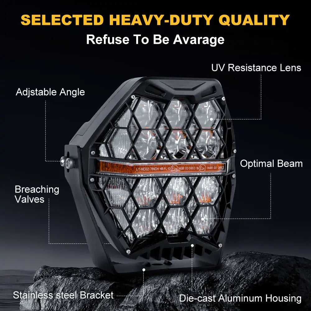 LOYO 7 Inch 240W LED Pod Lights - 2PC White & Amber Spot Flood Combo for Offroad Driving - Waterproof Ditch Lights for UTV, ATV, Jeep Wrangler, Truck, Pickup - Perfect for Night Off-Roading, Camping & Trail Adventures