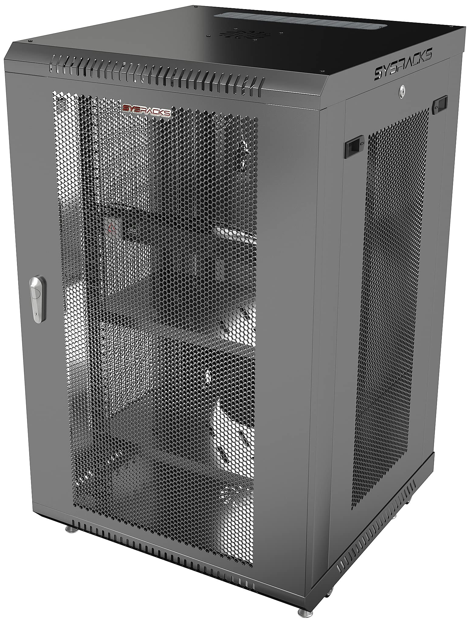 Sysracks 18U Wall Mount Server Rack Cabinet with Cooling Fans, Wheels & PDU - 24